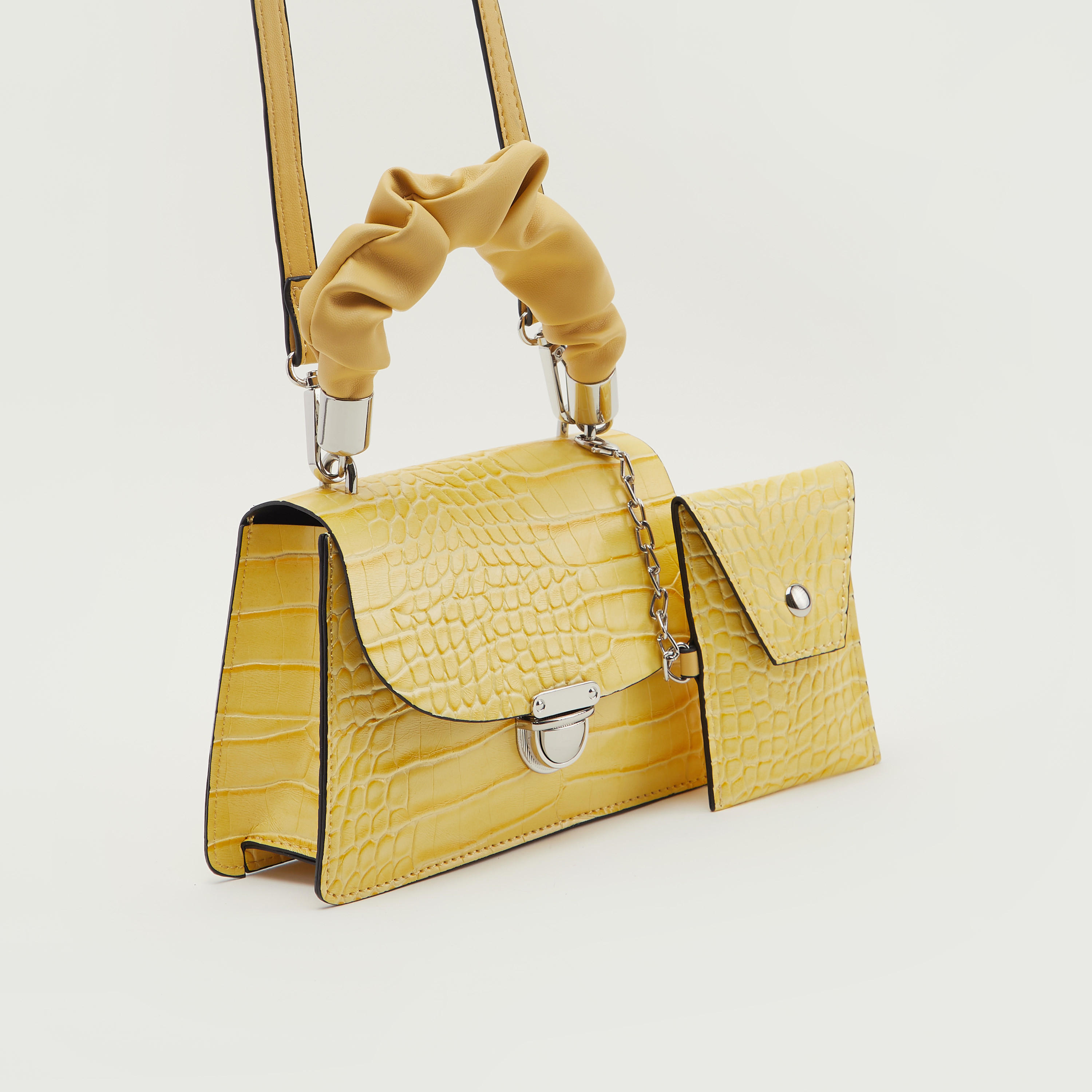 Croc Embossed Satchel with Pouch Set-women-bagsandwallets-handbags-image-2