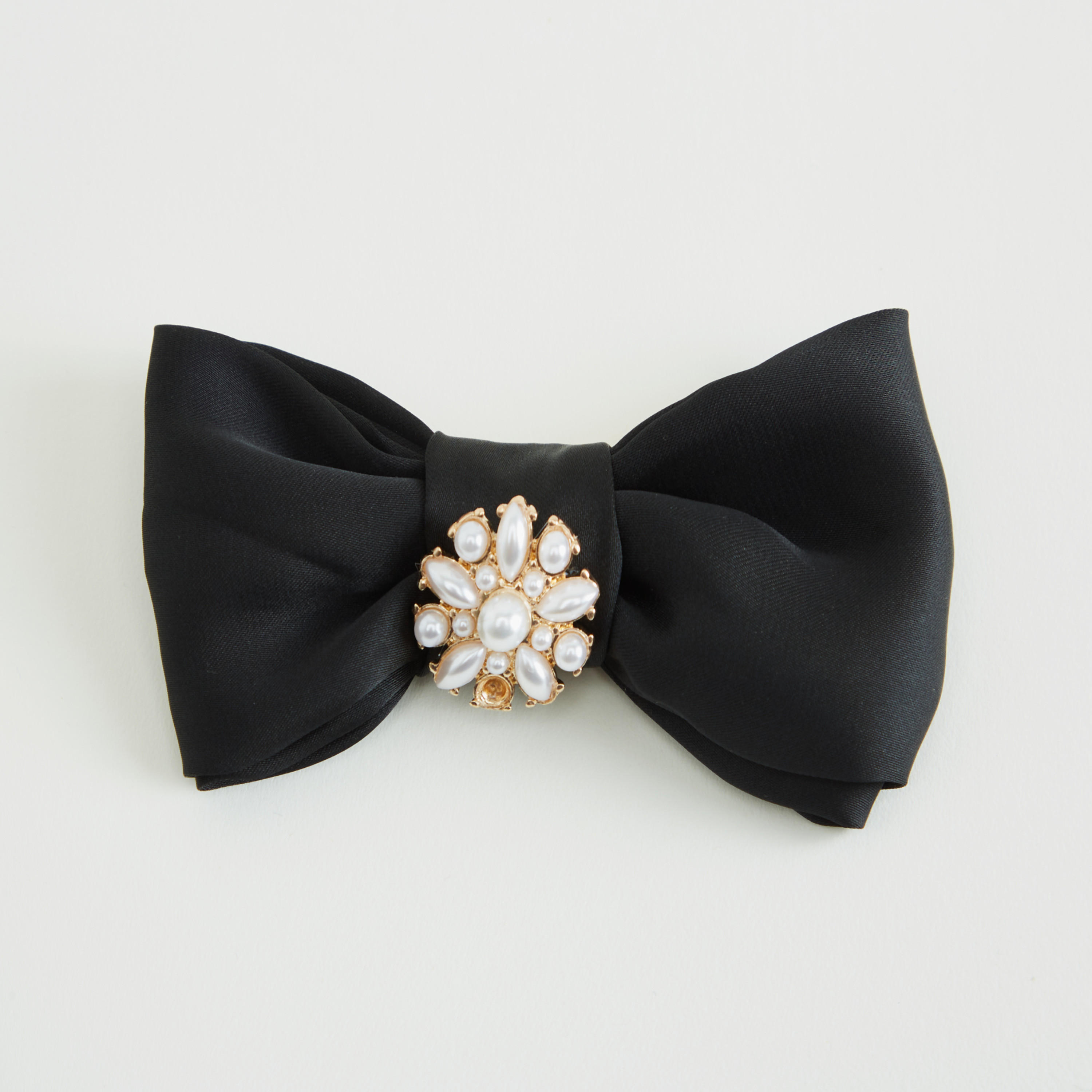 Pearl Embellished Bow Hair Clip-women-hairaccessories-image-1