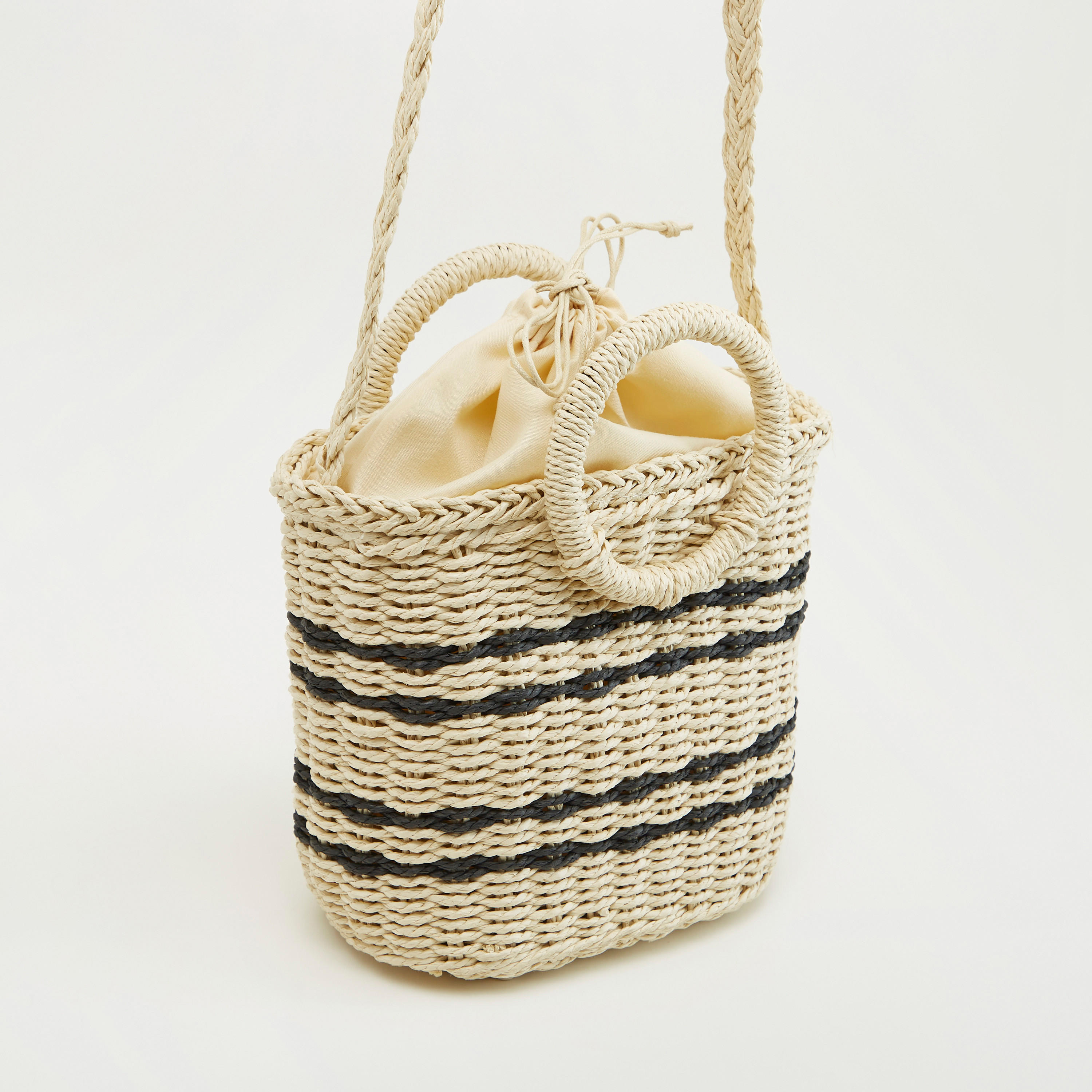 Straw Textured Tote Bag with Drawstring Closure-women-bagsandwallets-handbags-image-2