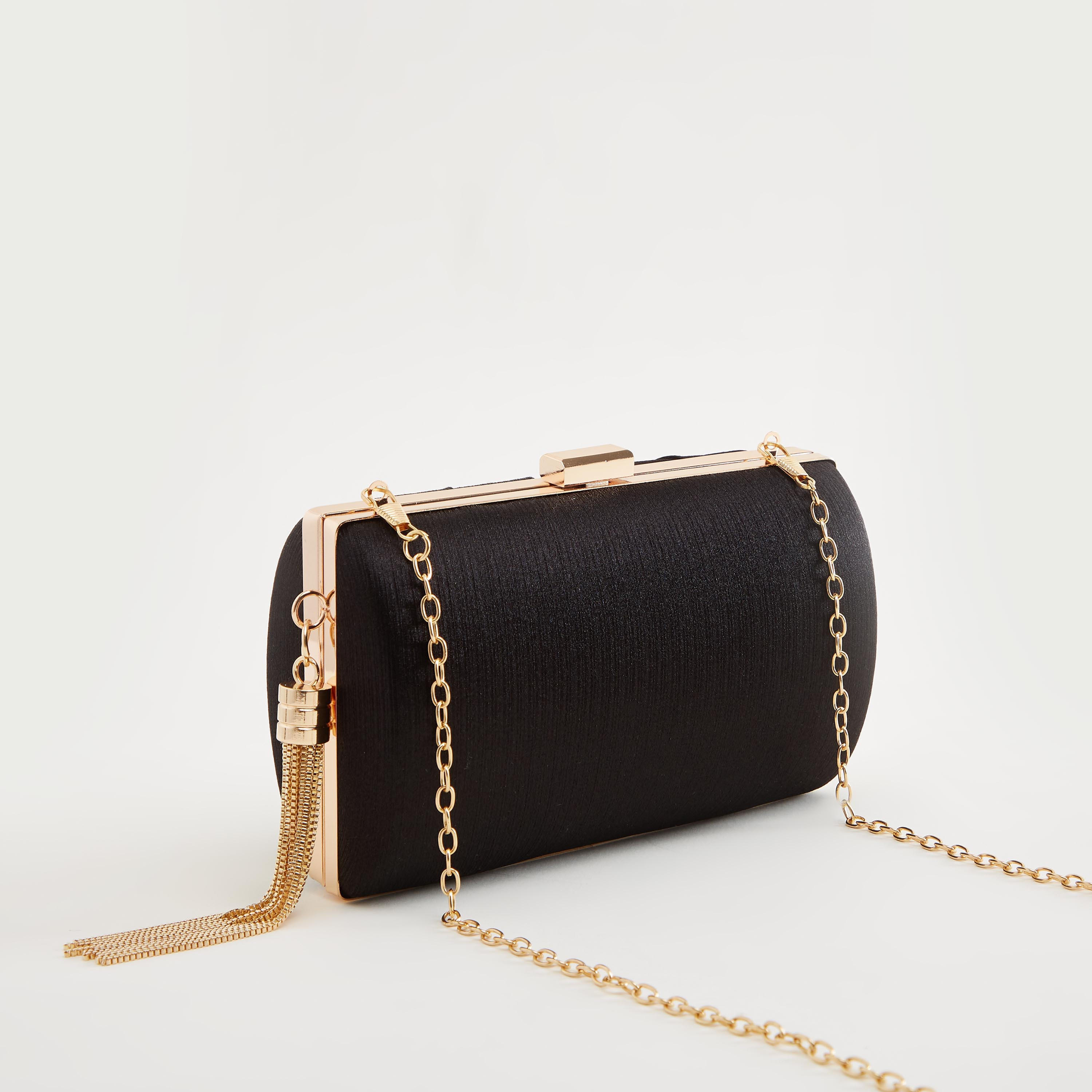 شنطة كلاتش بارزة الملمس بحزام سلسلة وزينة شرّابات-women-bagsandwallets-handbags-image-3