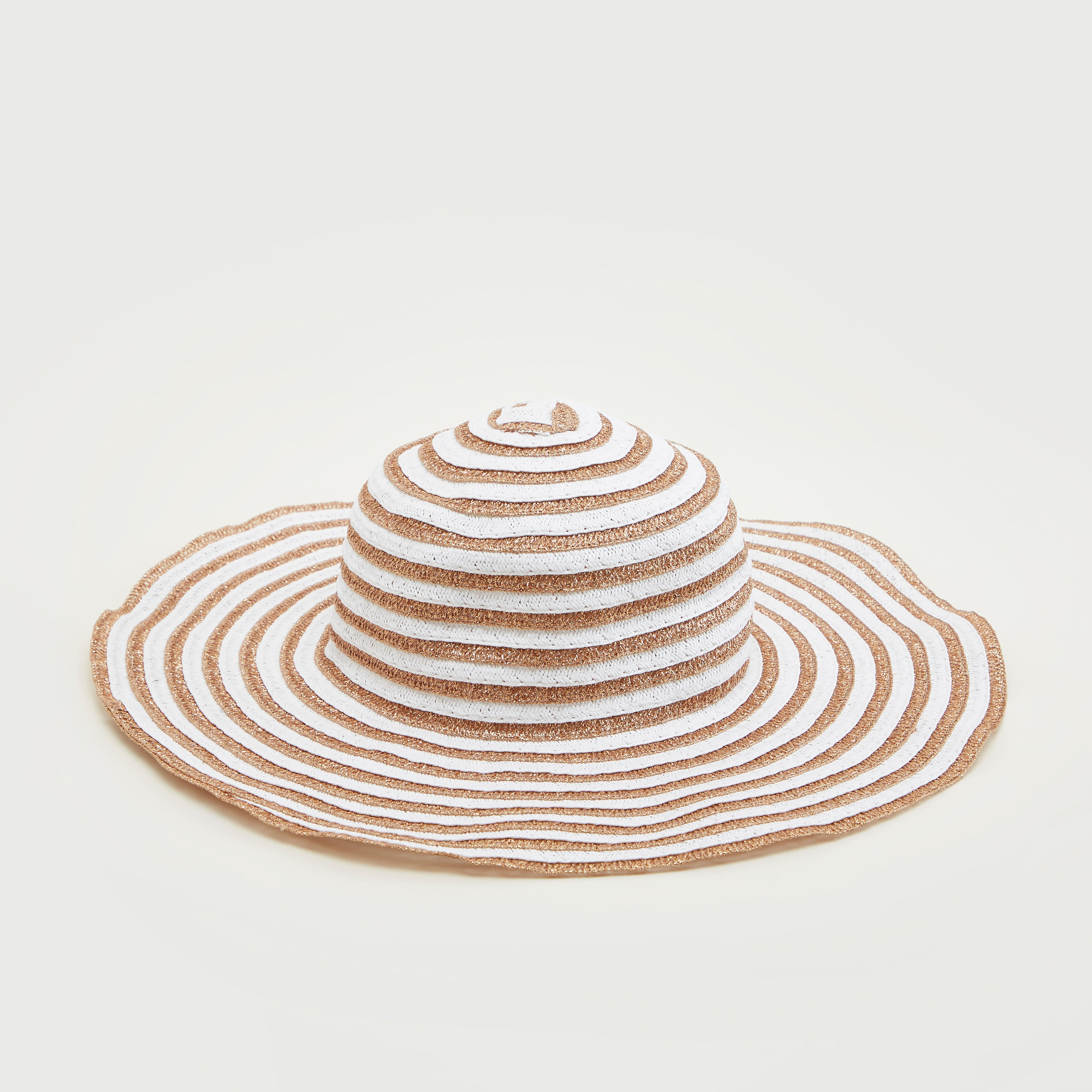 Stripe Textured Beach Hat-women-clothingaccessories-capsandhats-image-1
