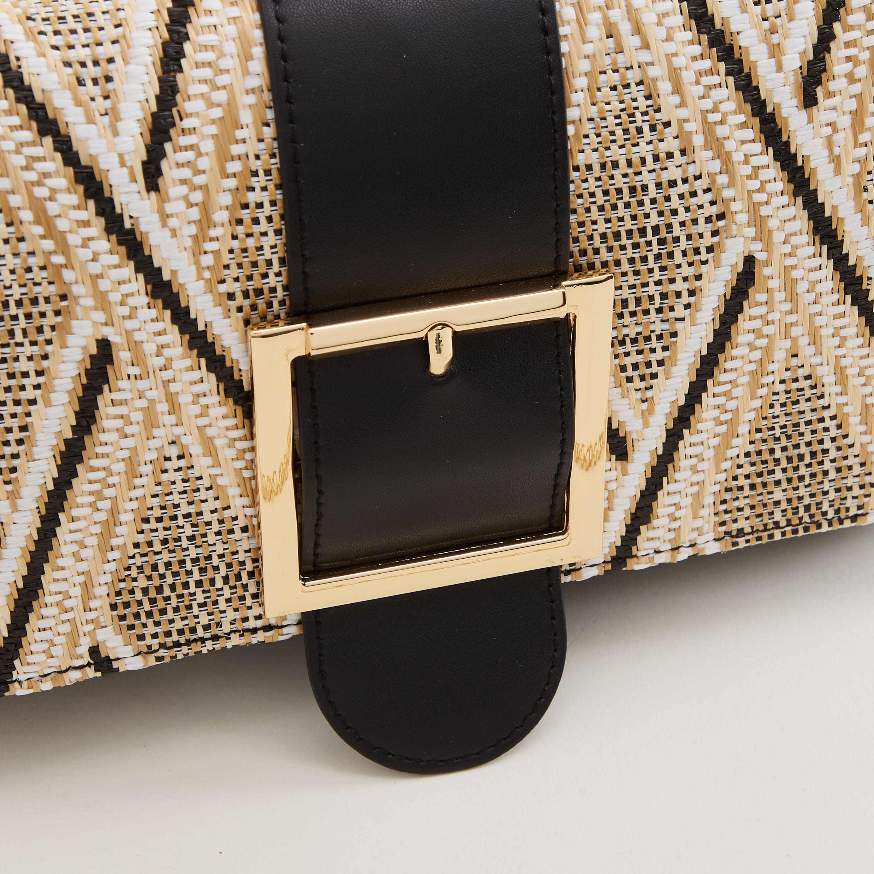 Mixed Raffia Clutch with Chain Link Strap-women-bagsandwallets-handbags-image-3