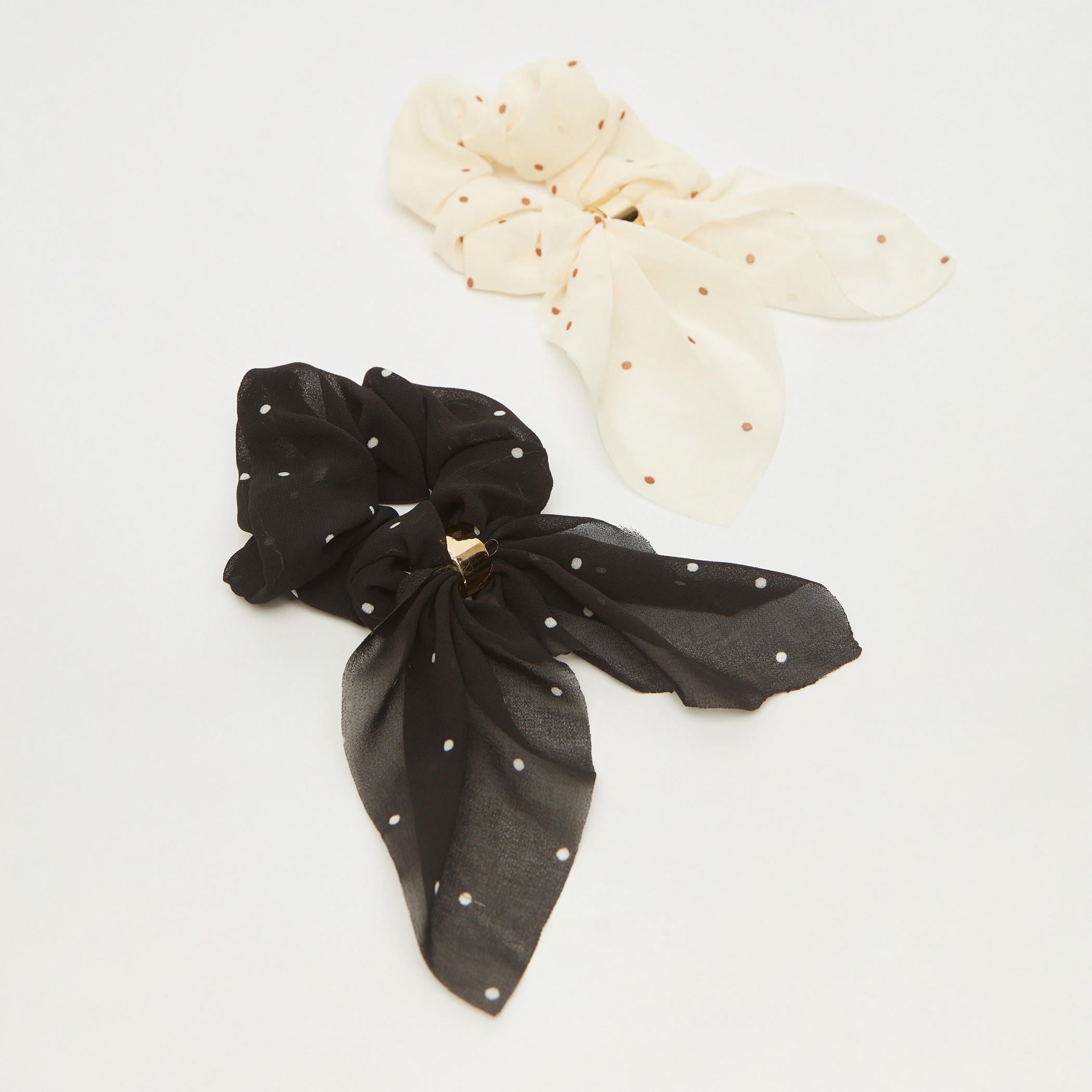 سكرانشي شعر فيونكة بطبعات من جلوو - طقم من قطعتين-women-hairaccessories-image-3