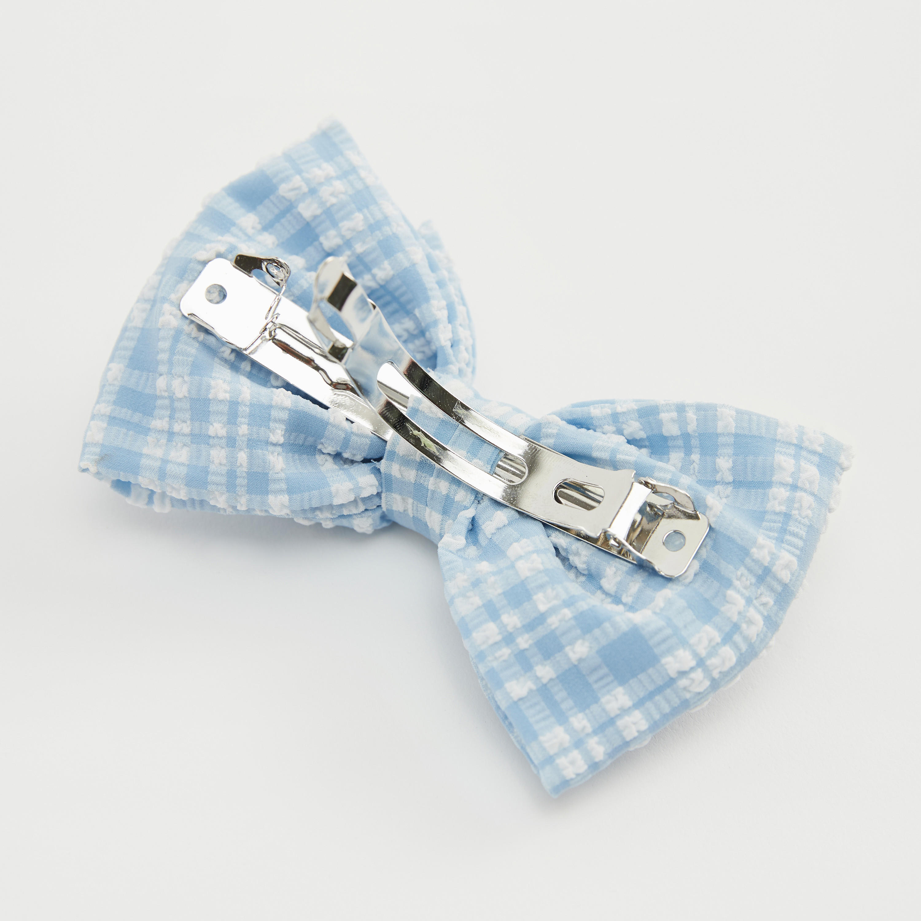 Checked Bow Detail Hair Clip-women-hairaccessories-image-4