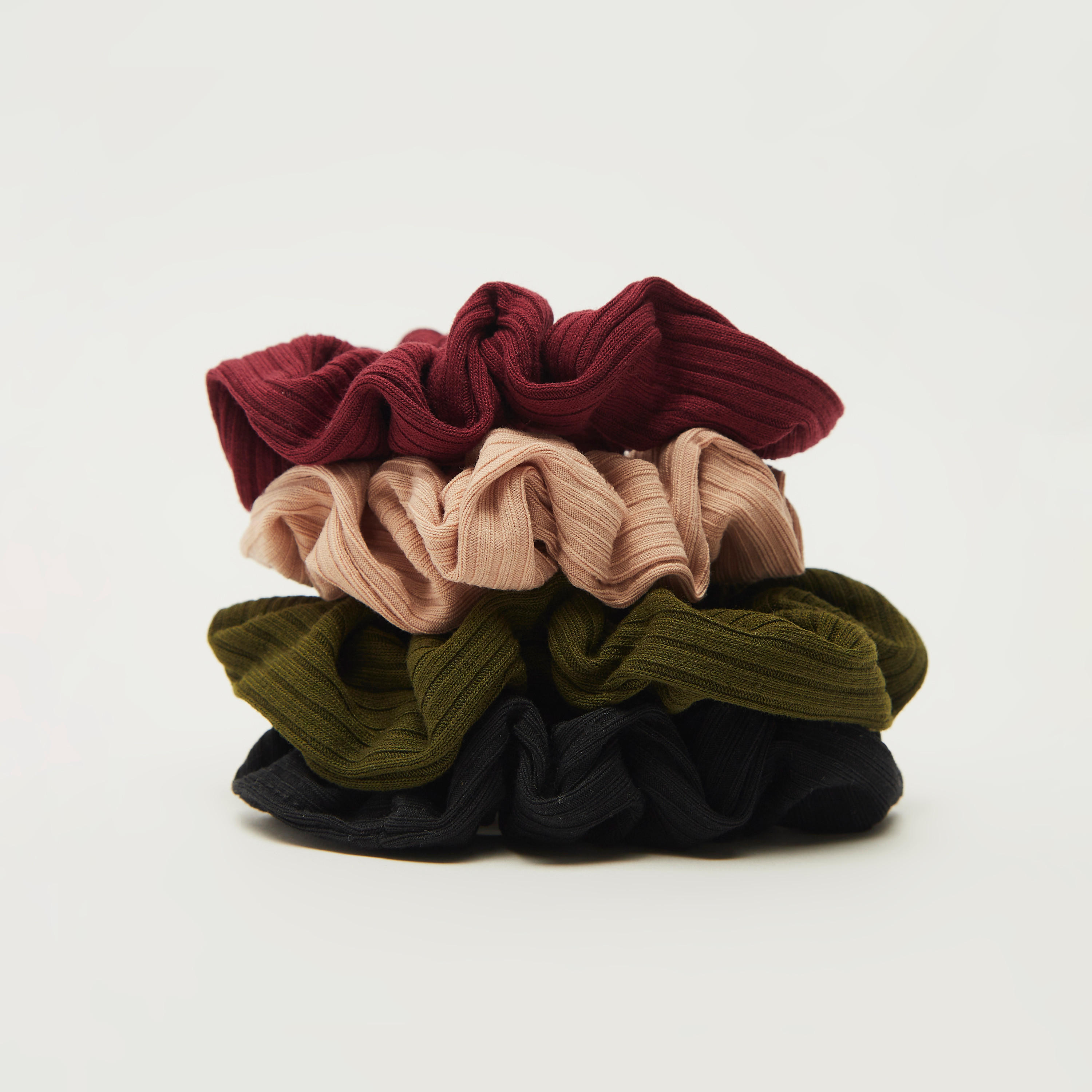 Set of 4 - Textured Elasticated Scrunchie-women-hairaccessories-image-1