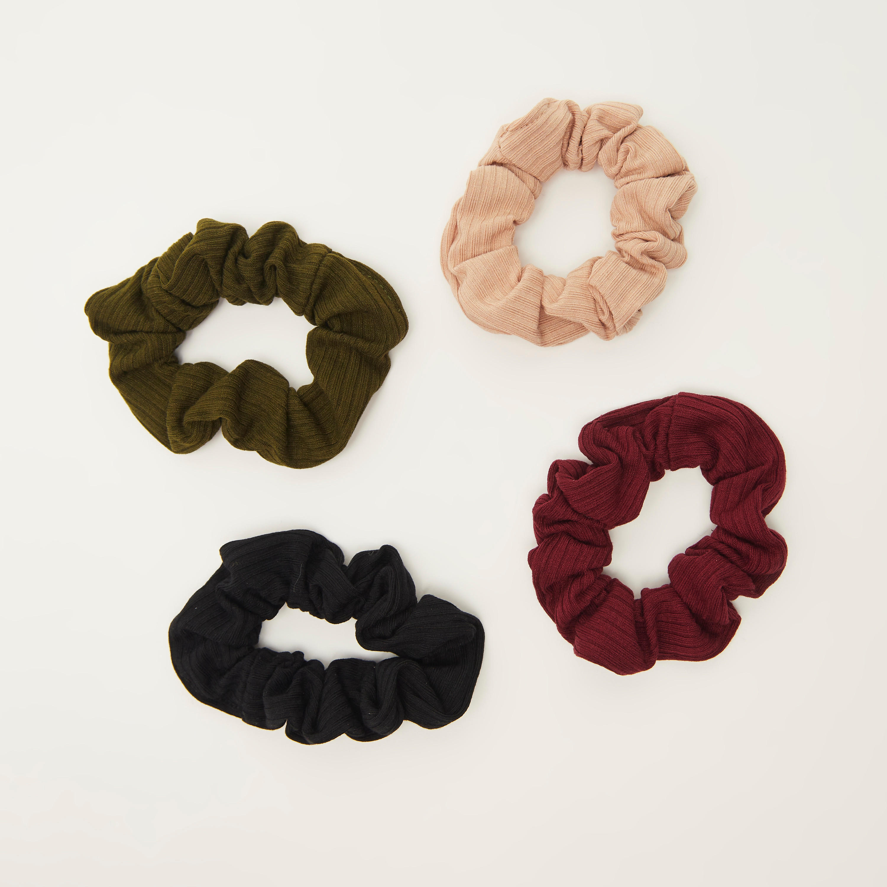 Set of 4 - Textured Elasticated Scrunchie-women-hairaccessories-image-2