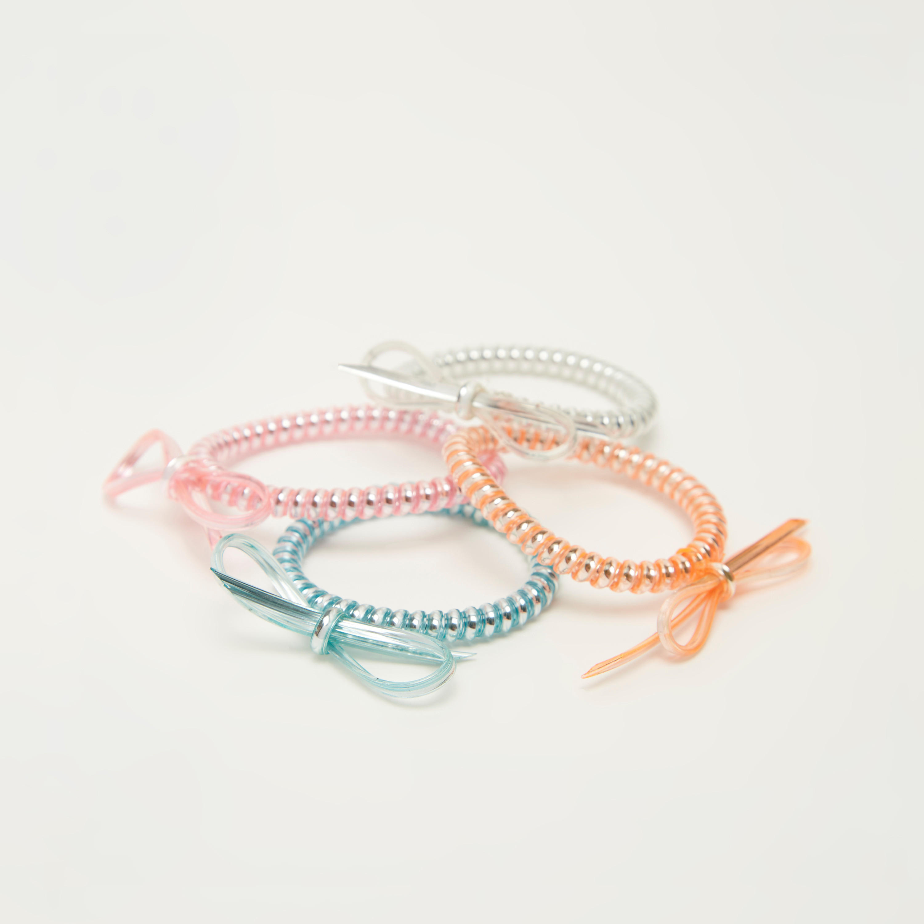 ربطات شعر لولبية منقوشة بتفاصيل فيونكة- مجموعة من 8 قطع-women-hairaccessories-image-2