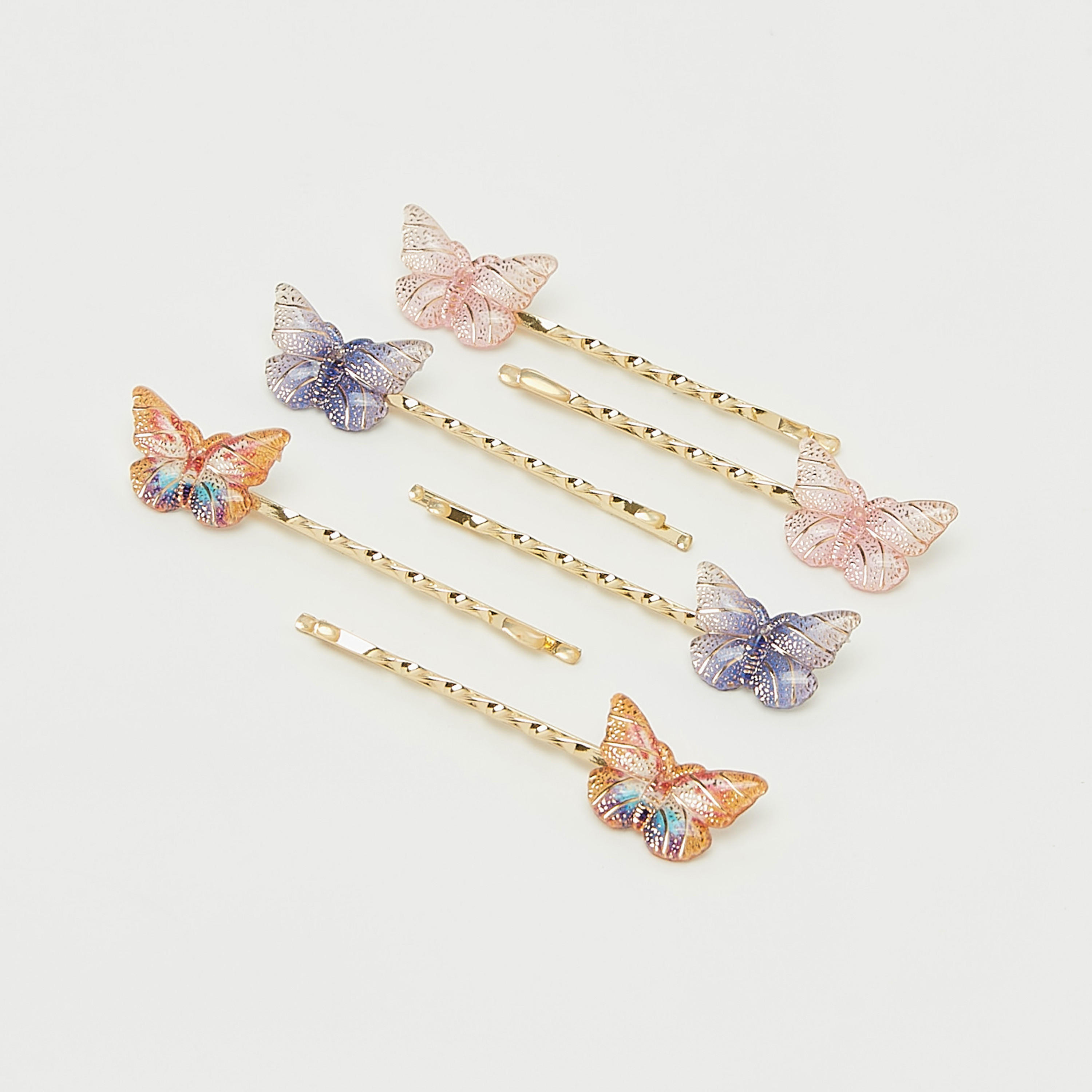 مشبك شعر بتزيينات فراشة - طقم من 6 قطع-women-hairaccessories-image-1