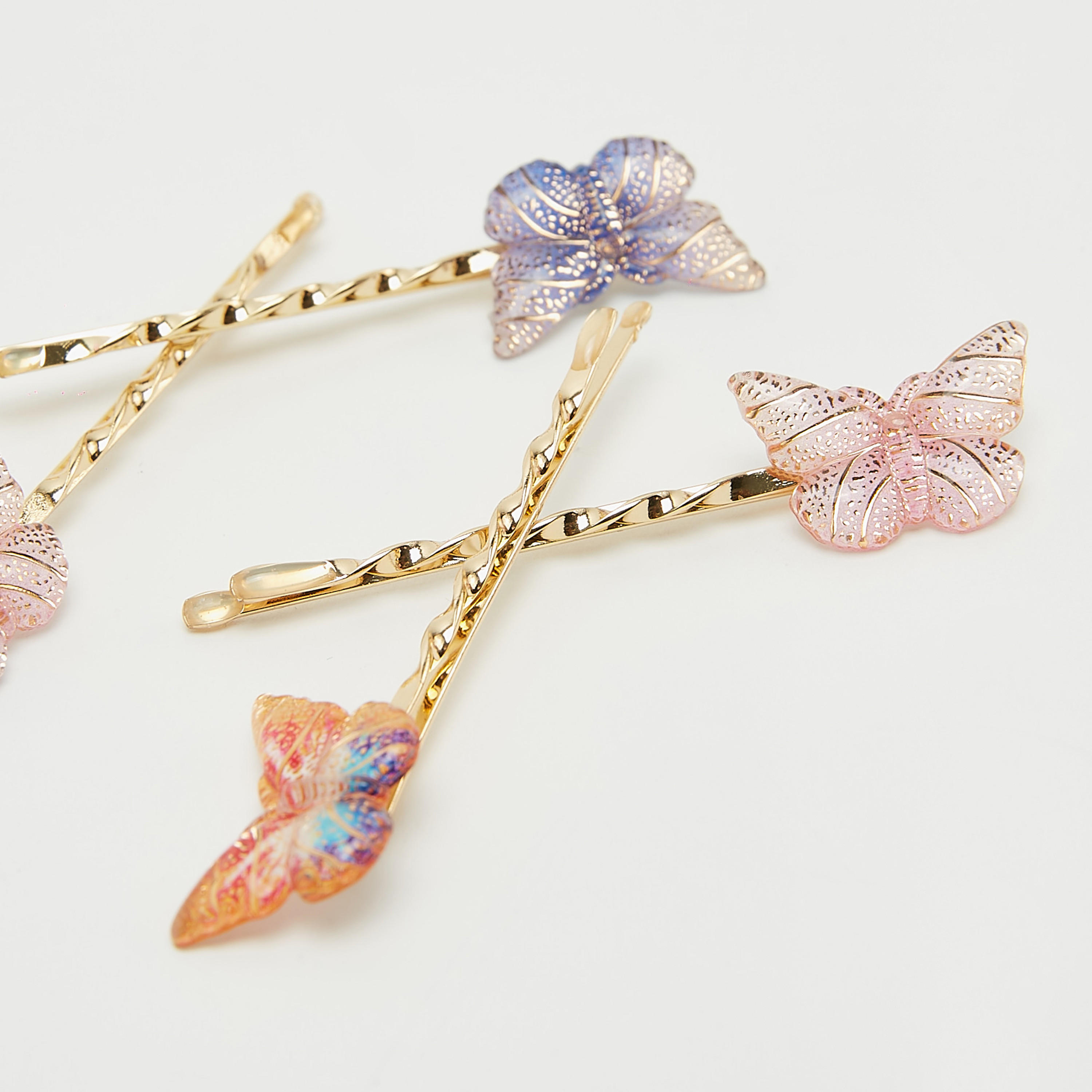 مشبك شعر بتزيينات فراشة - طقم من 6 قطع-women-hairaccessories-image-4