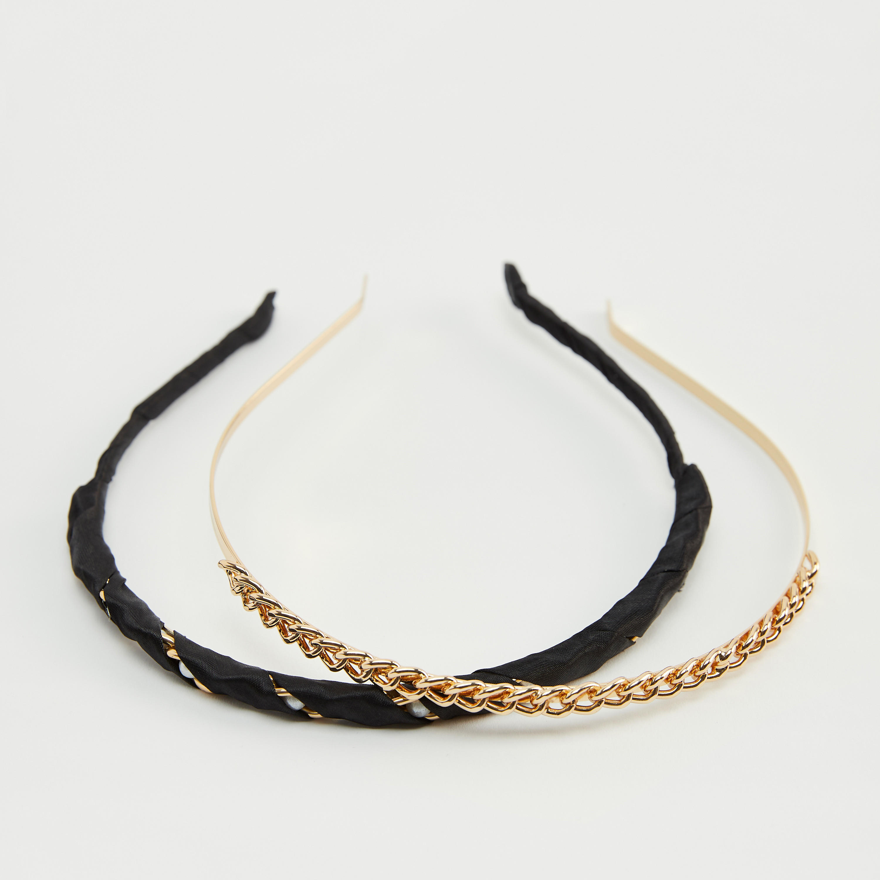 شريطة شعر بتفاصيل سلسلة - طقم من قطعتين-women-hairaccessories-image-2