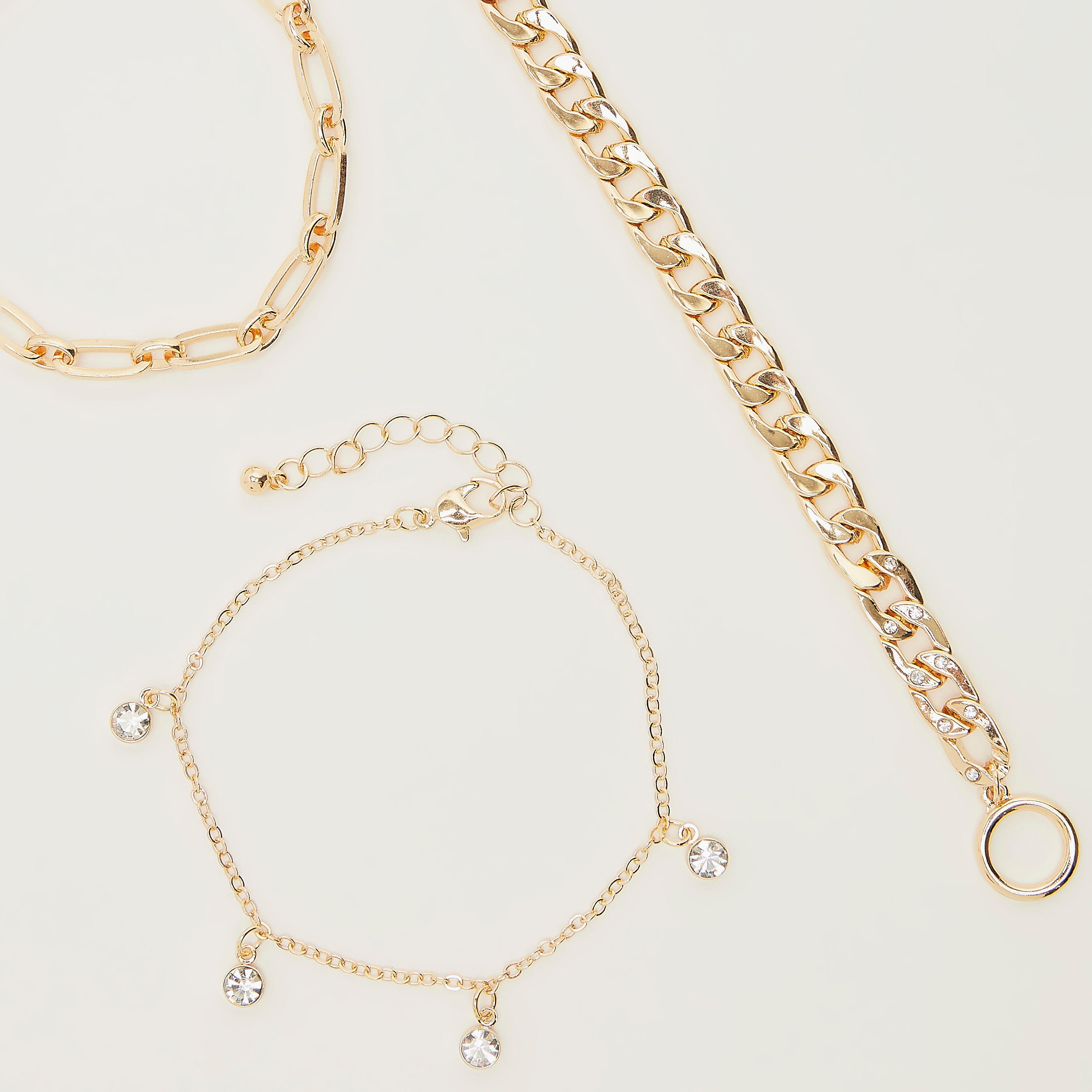 أساور بسلسلة مكتنزة ومشبك إغلاق - طقم من 3 قطع-women-watchesandjewellery-jewellery-banglesandbracelets-image-3