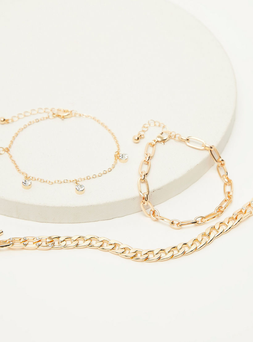 أساور بسلسلة مكتنزة ومشبك إغلاق - طقم من 3 قطع-women-watchesandjewellery-jewellery-banglesandbracelets-image-4