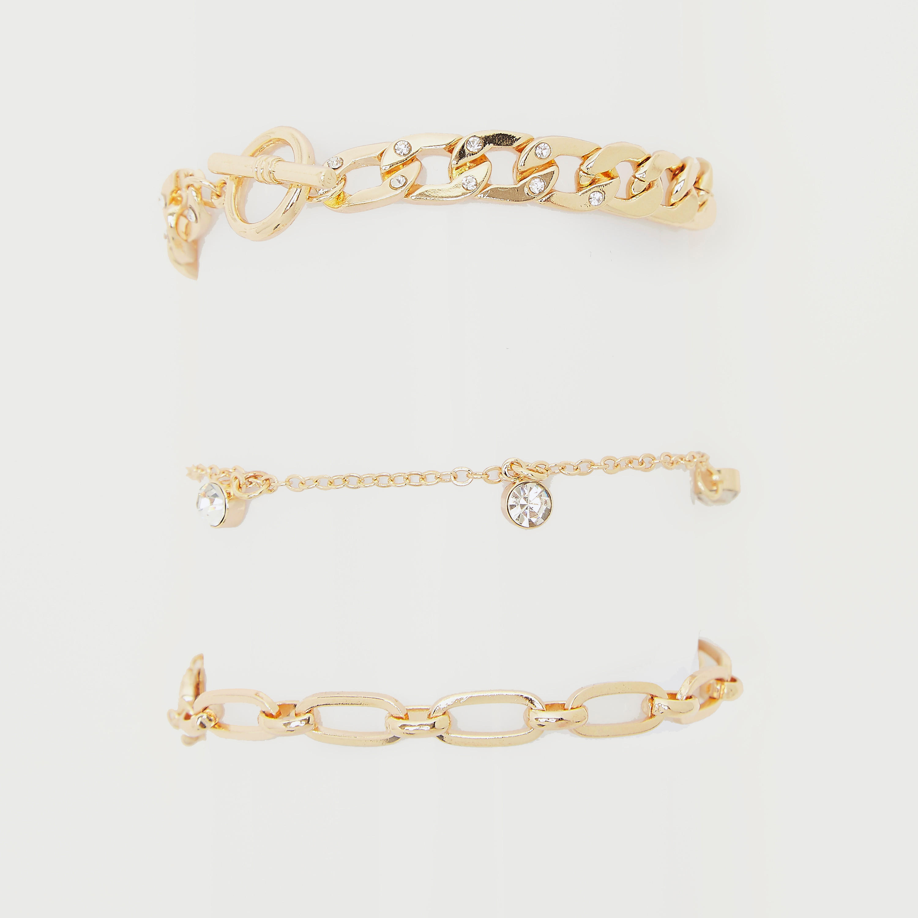 أساور بسلسلة مكتنزة ومشبك إغلاق - طقم من 3 قطع-women-watchesandjewellery-jewellery-banglesandbracelets-image-5