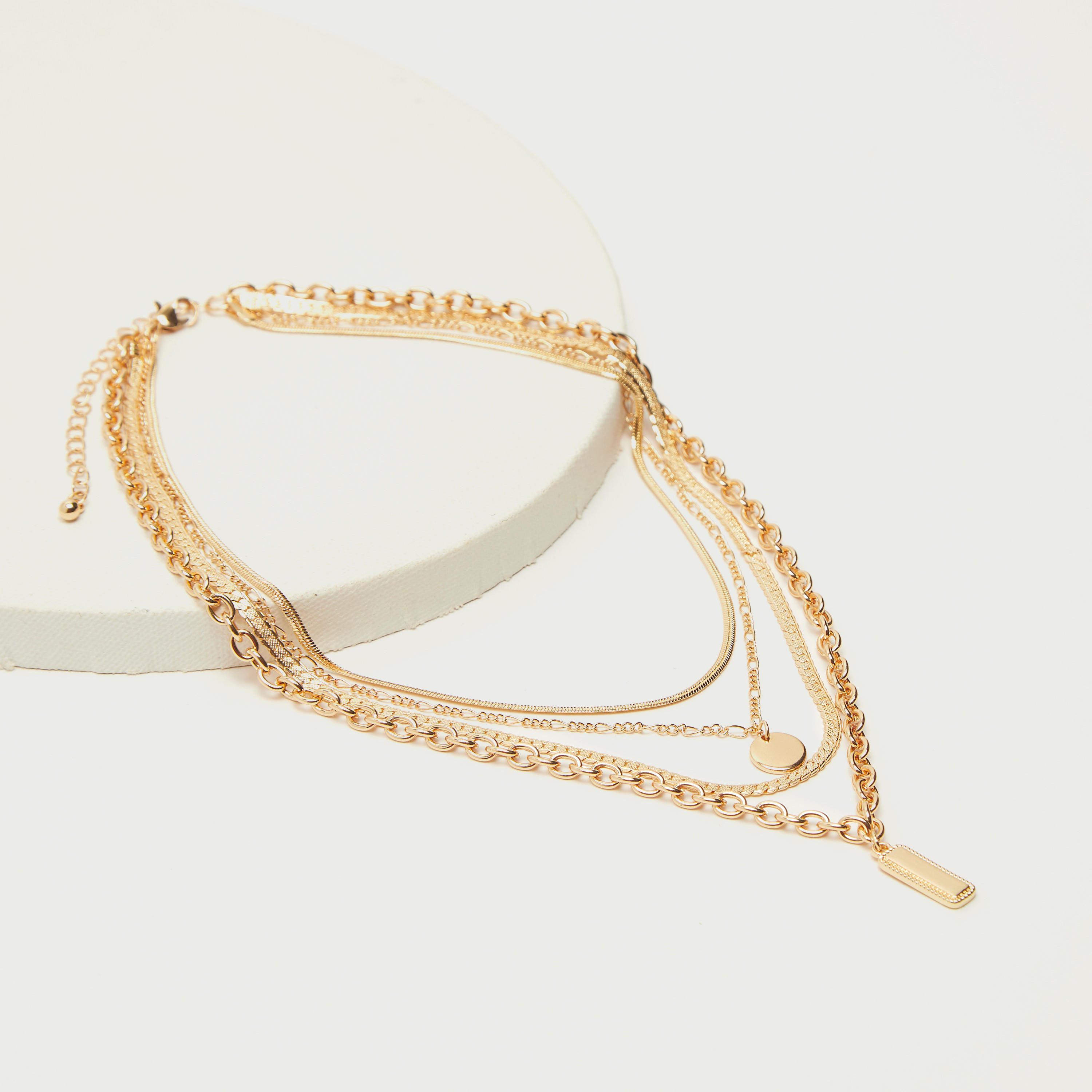 Chain Link Layered Necklace with Lobster Clasp-women-watchesandjewellery-jewellery-necklacesandpendants-image-4