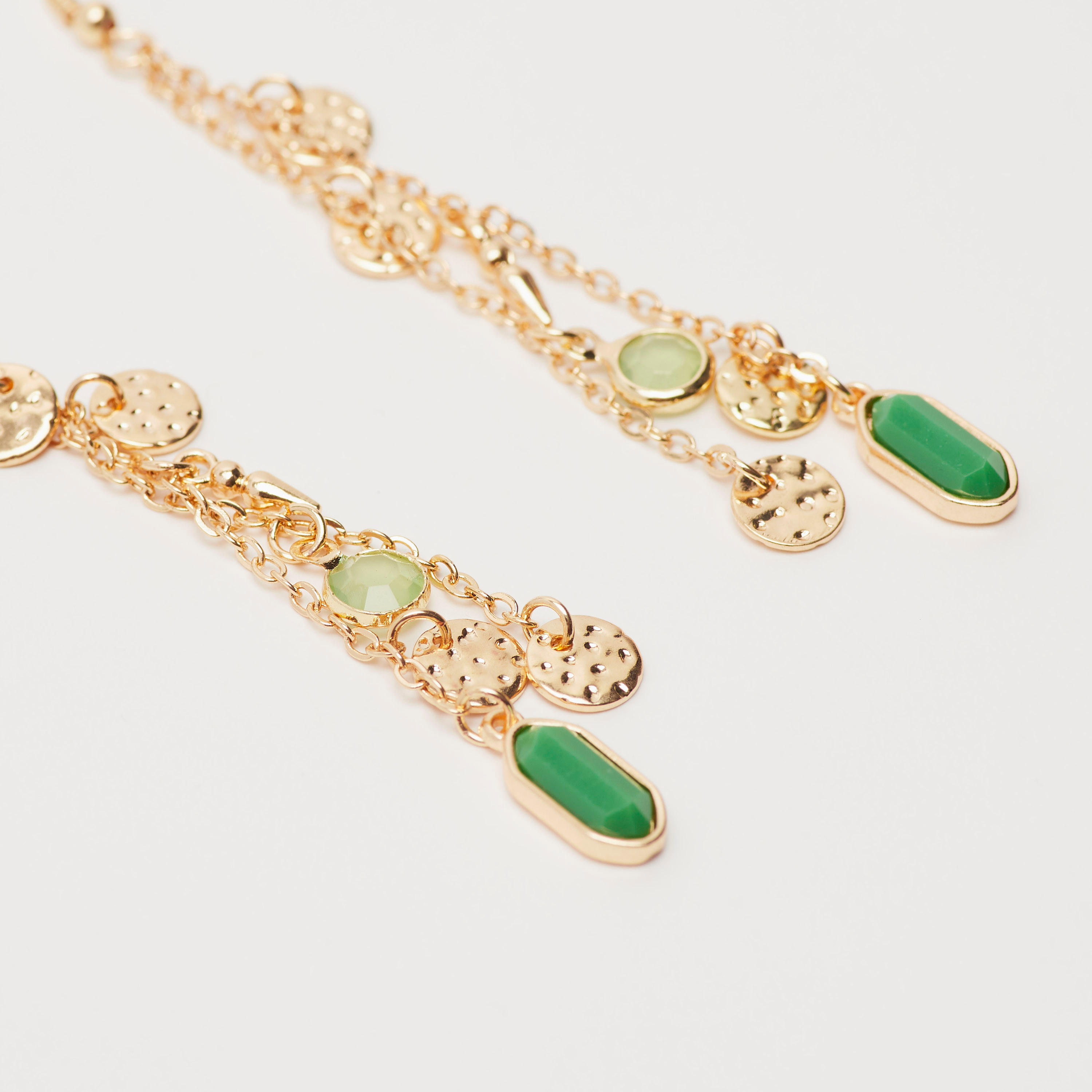 Embellished Chain Link Dangling Earrings-women-watchesandjewellery-jewellery-earrings-image-1