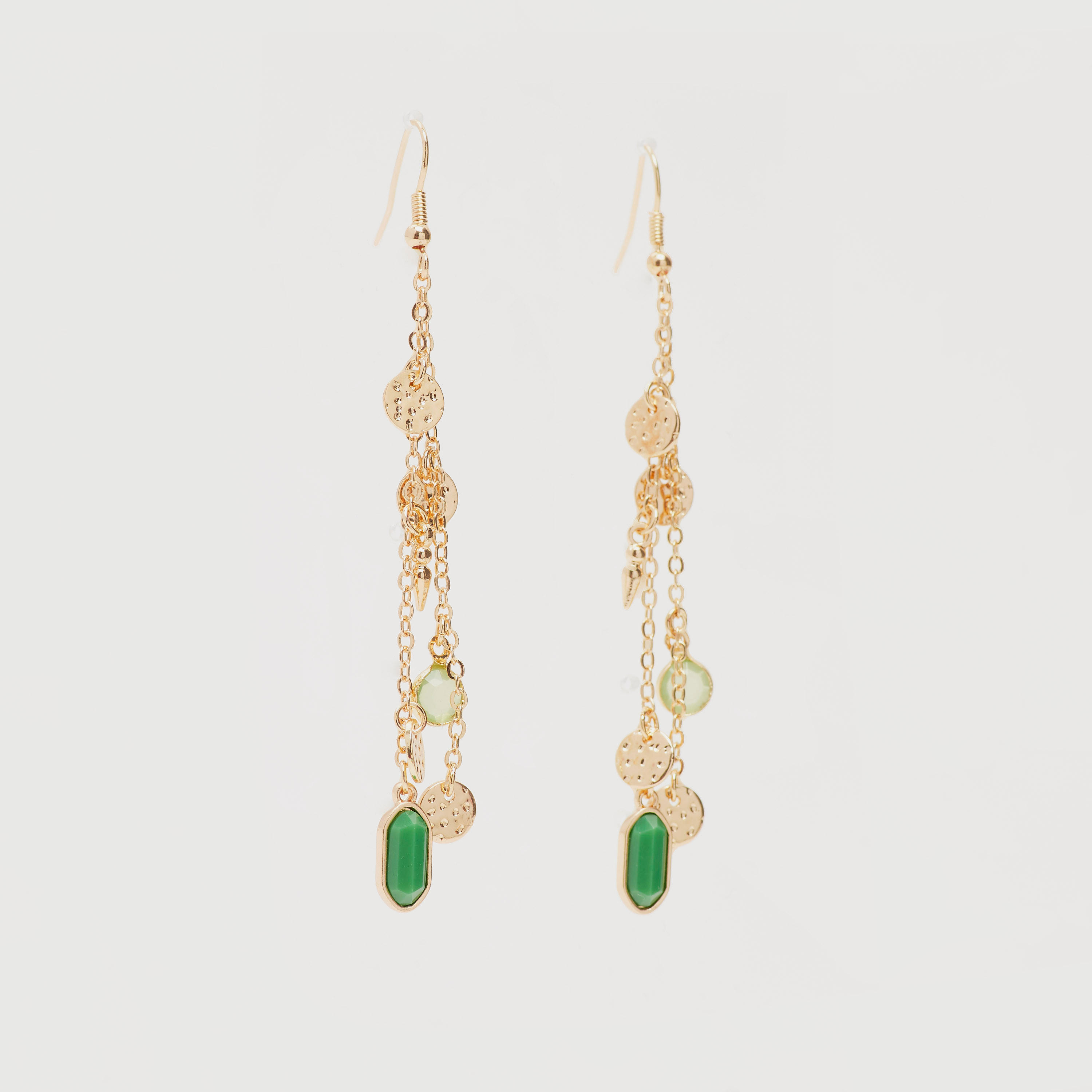 Embellished Chain Link Dangling Earrings-women-watchesandjewellery-jewellery-earrings-image-3