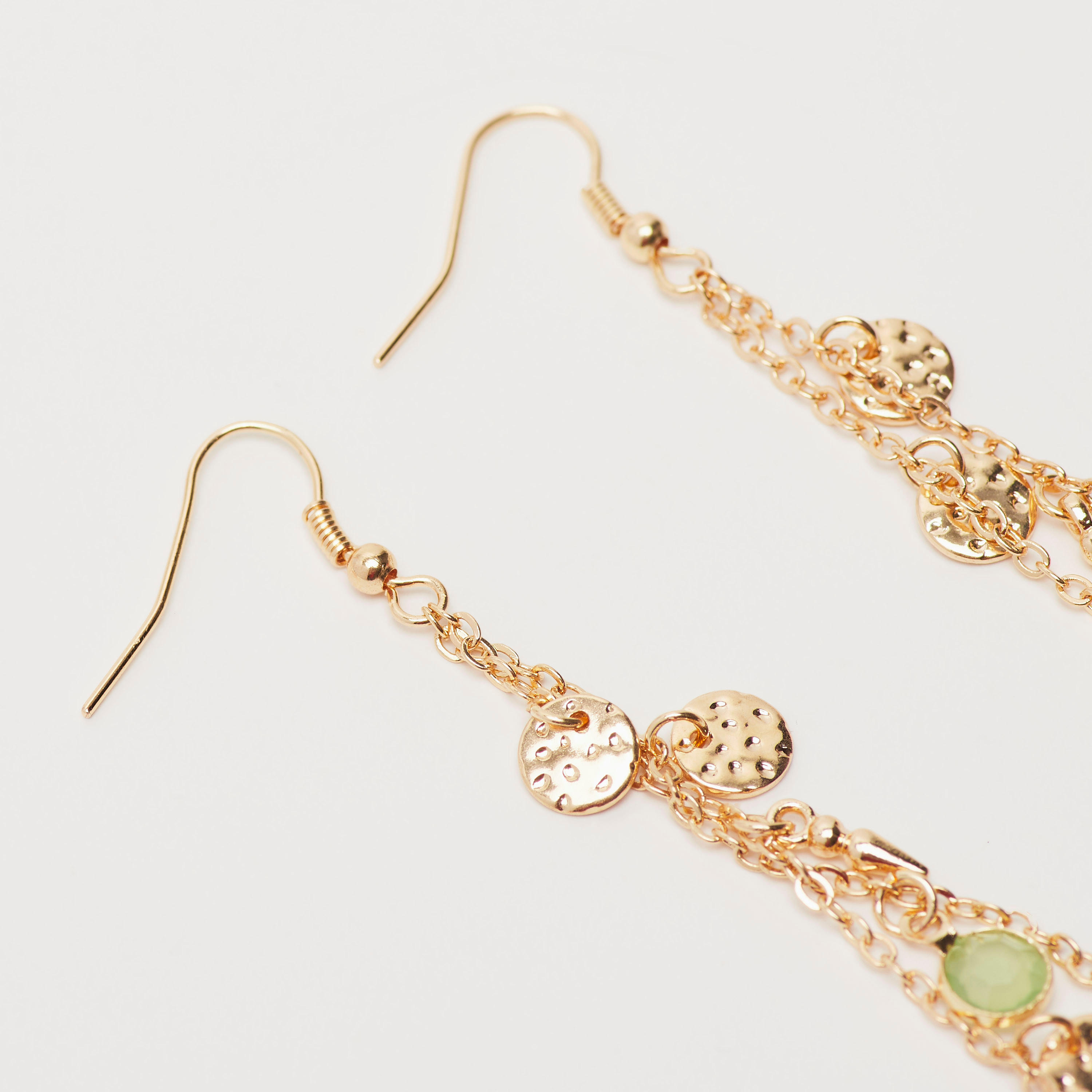 Embellished Chain Link Dangling Earrings-women-watchesandjewellery-jewellery-earrings-image-4