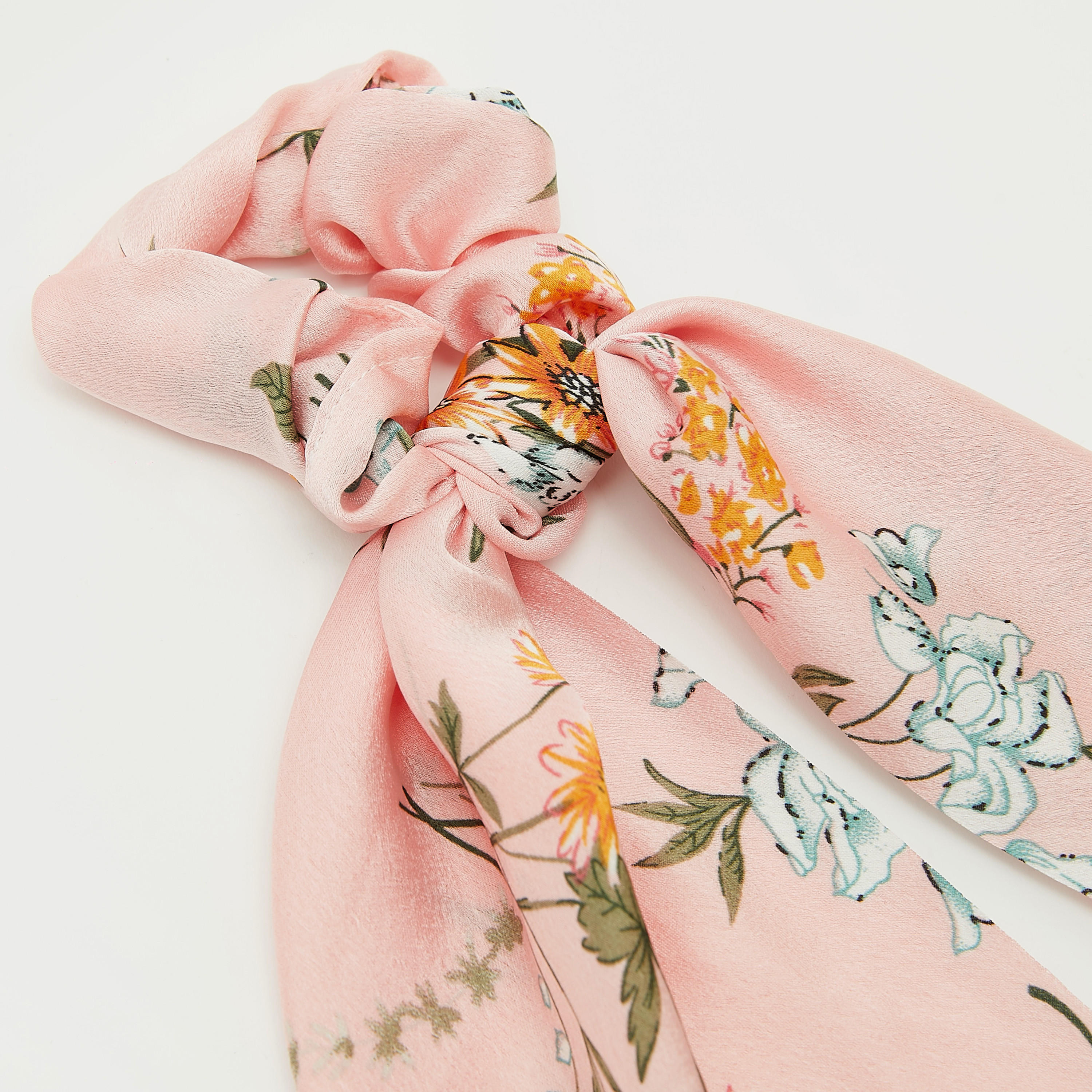 Floral Print Scrunchie with Tie-Up Detail-women-hairaccessories-image-2
