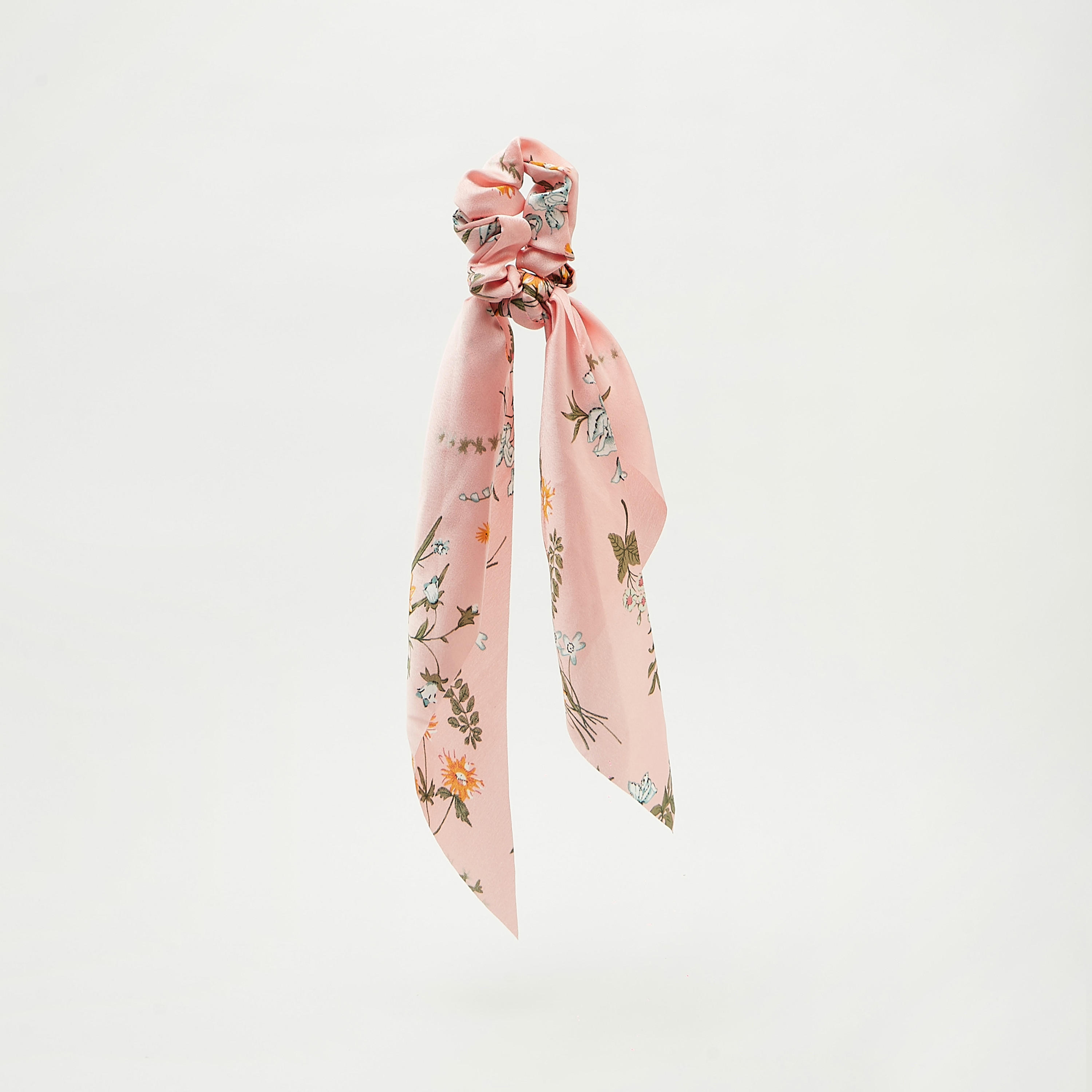 Floral Print Scrunchie with Tie-Up Detail-women-hairaccessories-image-3