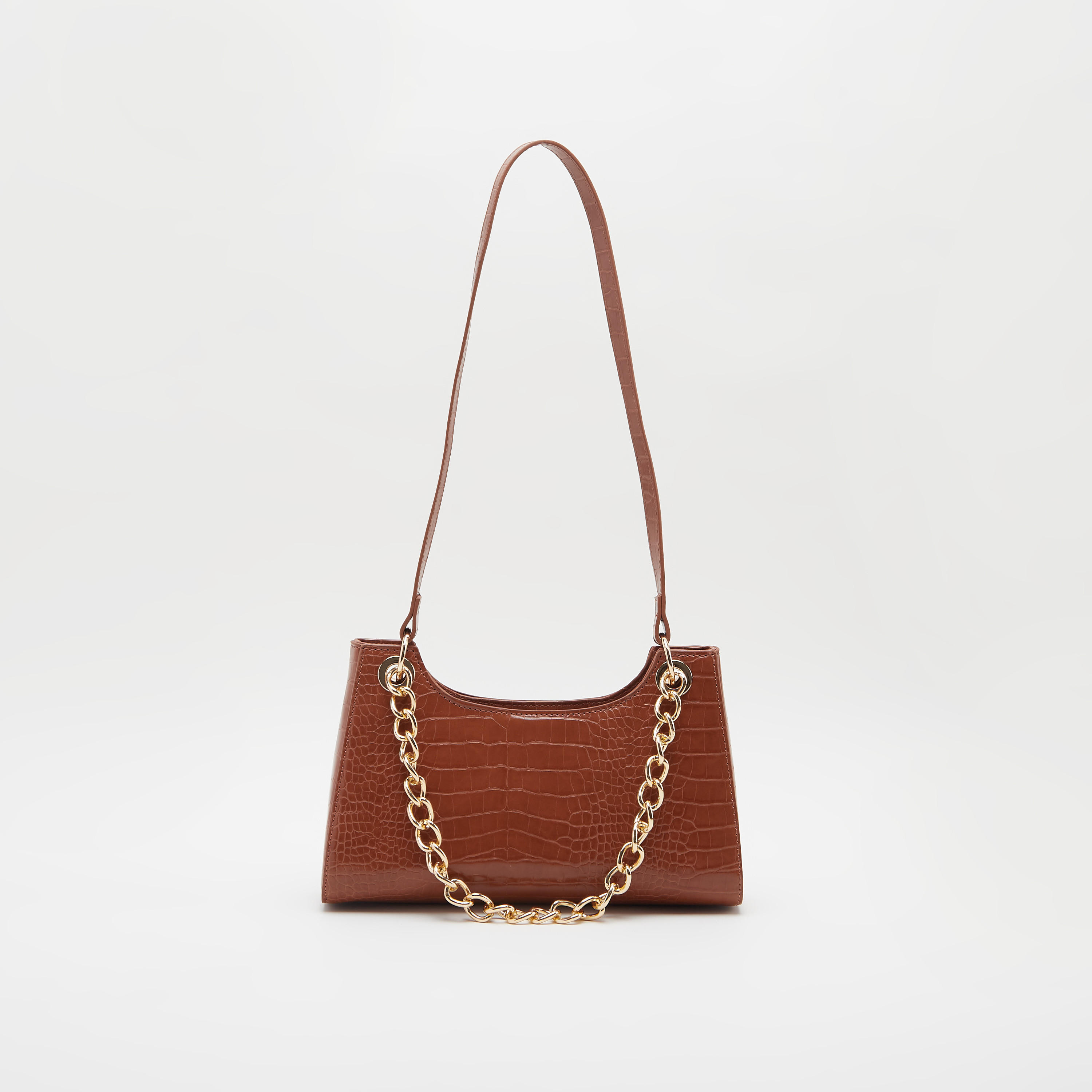 شنطة مزخرفة بملمس زواحف مع حزام كتف وتفاصيل سلسلة-women-bagsandwallets-handbags-image-2