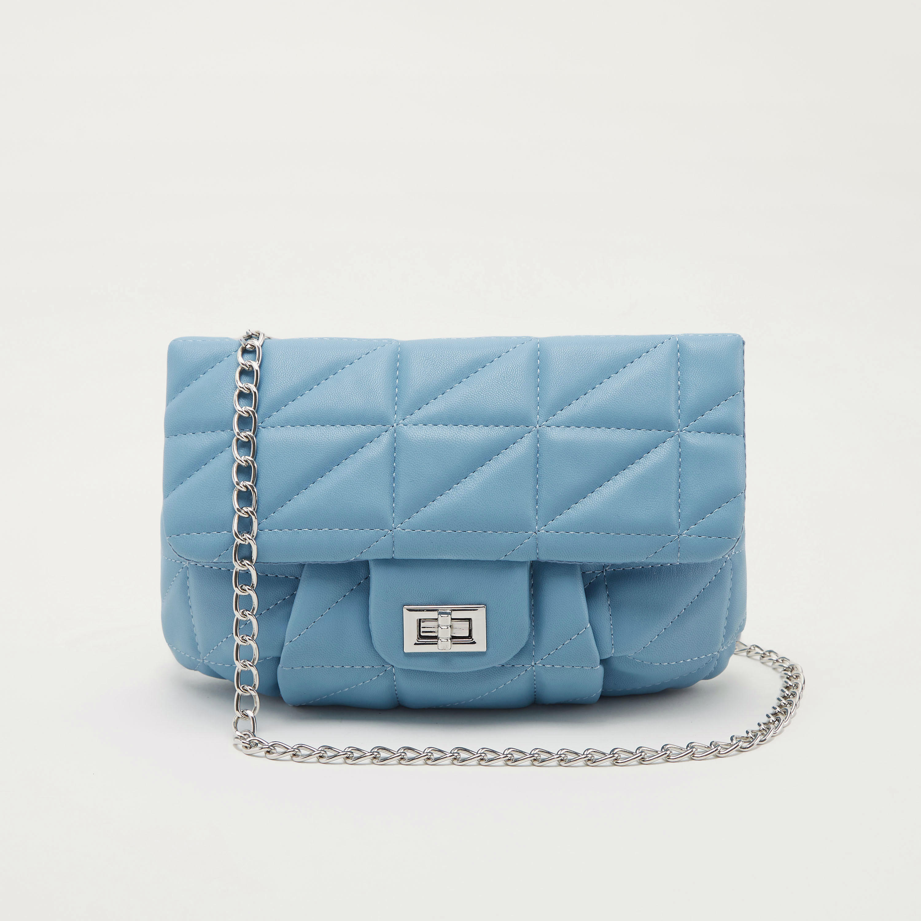 Quilted Crossbody Bag with Chain Link Strap-women-bagsandwallets-handbags-image-1