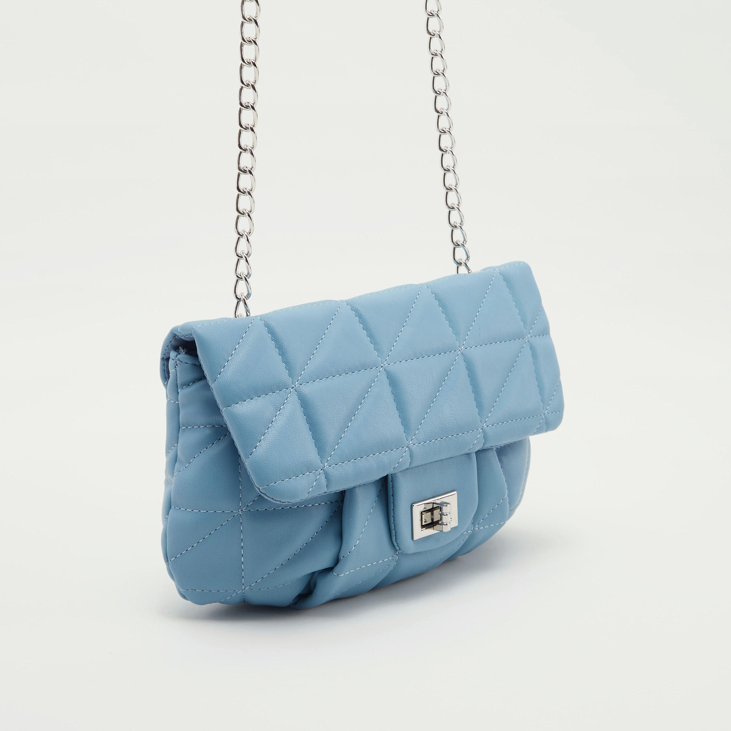 Quilted Crossbody Bag with Chain Link Strap-women-bagsandwallets-handbags-image-2