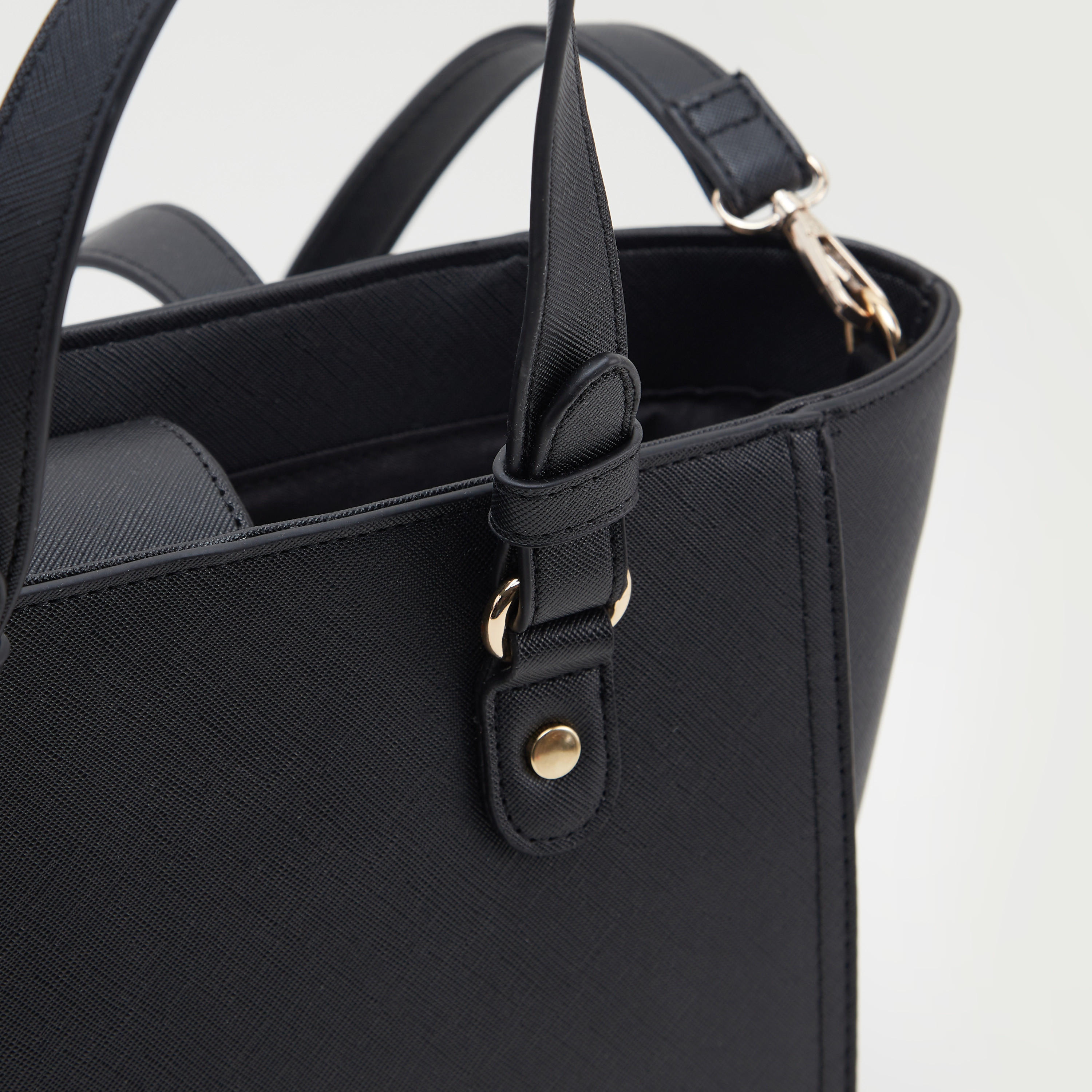 Textured Tote Bag with Detachable Strap and Flap Closure-women-bagsandwallets-handbags-image-3