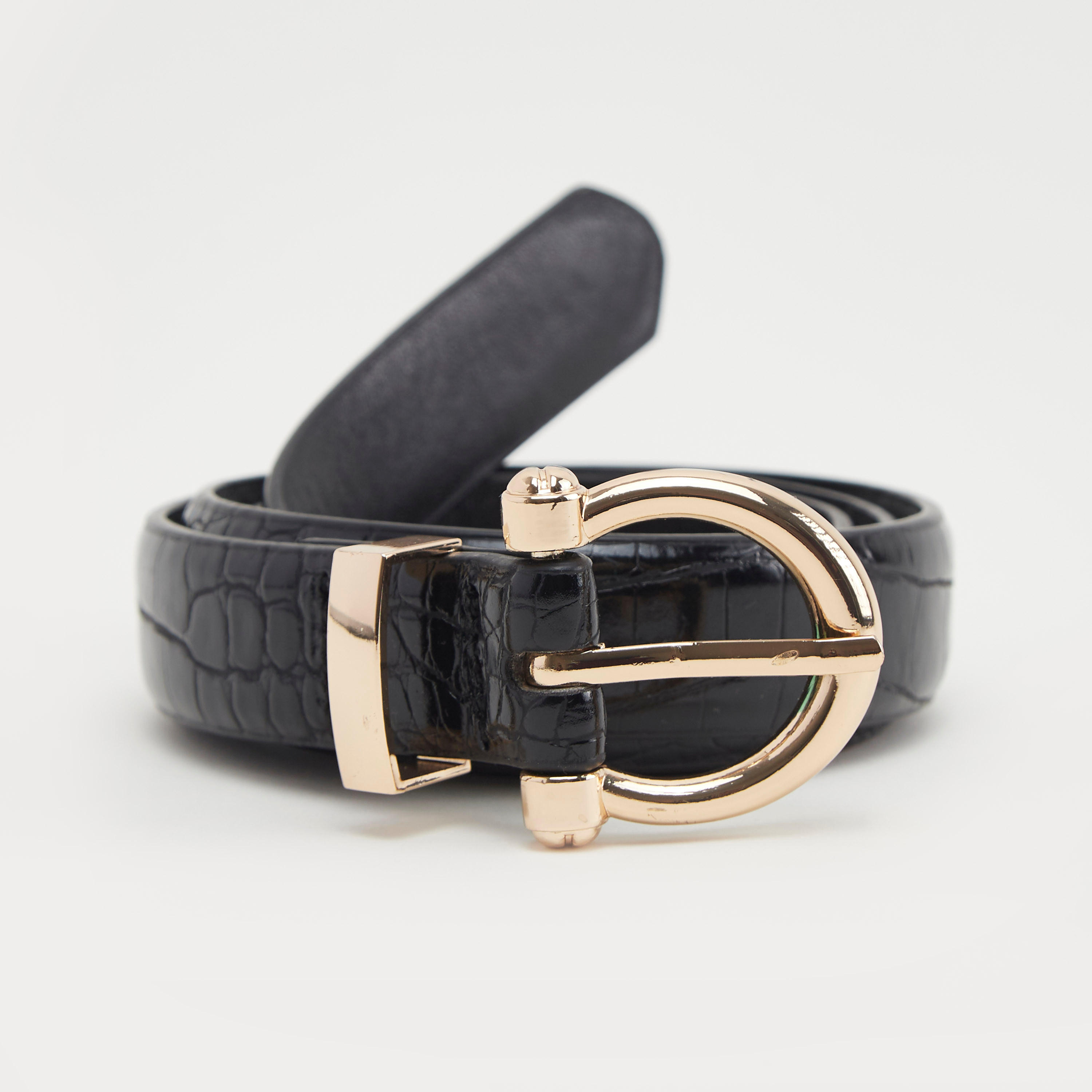 حزام بتصميم جلد حيوان بارز الملمس وإبزيم بدبوس-women-clothingaccessories-belts-image-1