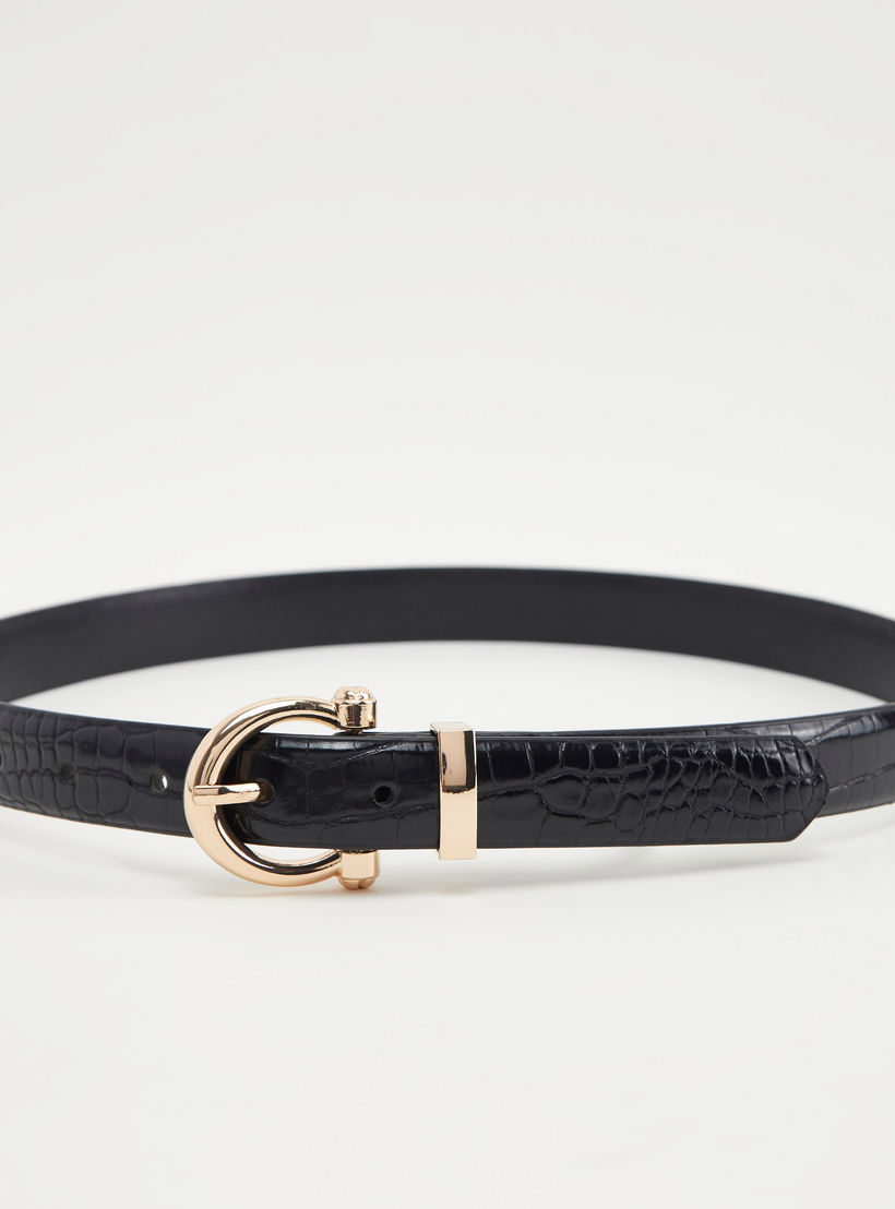 حزام بتصميم جلد حيوان بارز الملمس وإبزيم بدبوس-women-clothingaccessories-belts-image-4