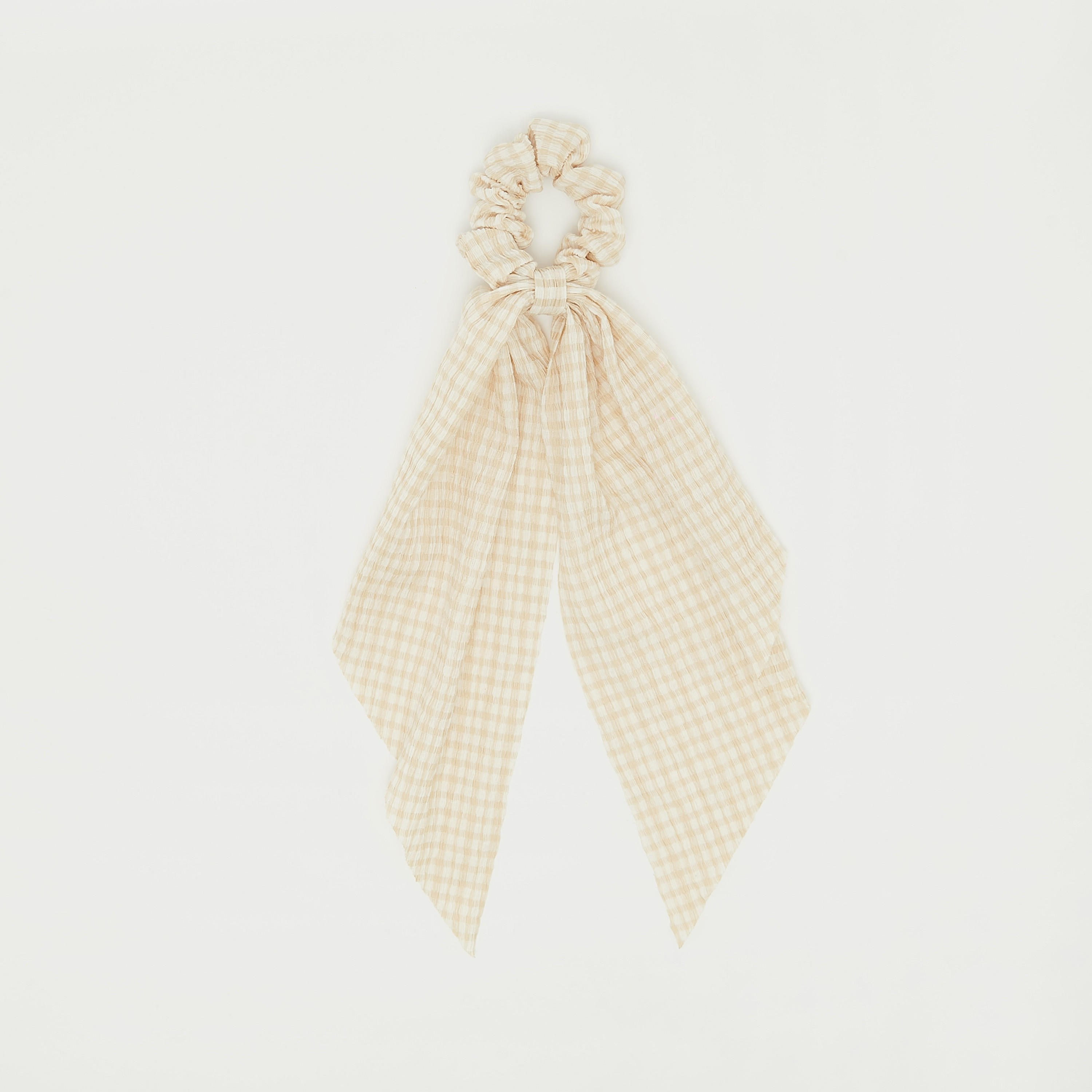 Checked Hair Scrunchie with Tie-Up-women-hairaccessories-image-1