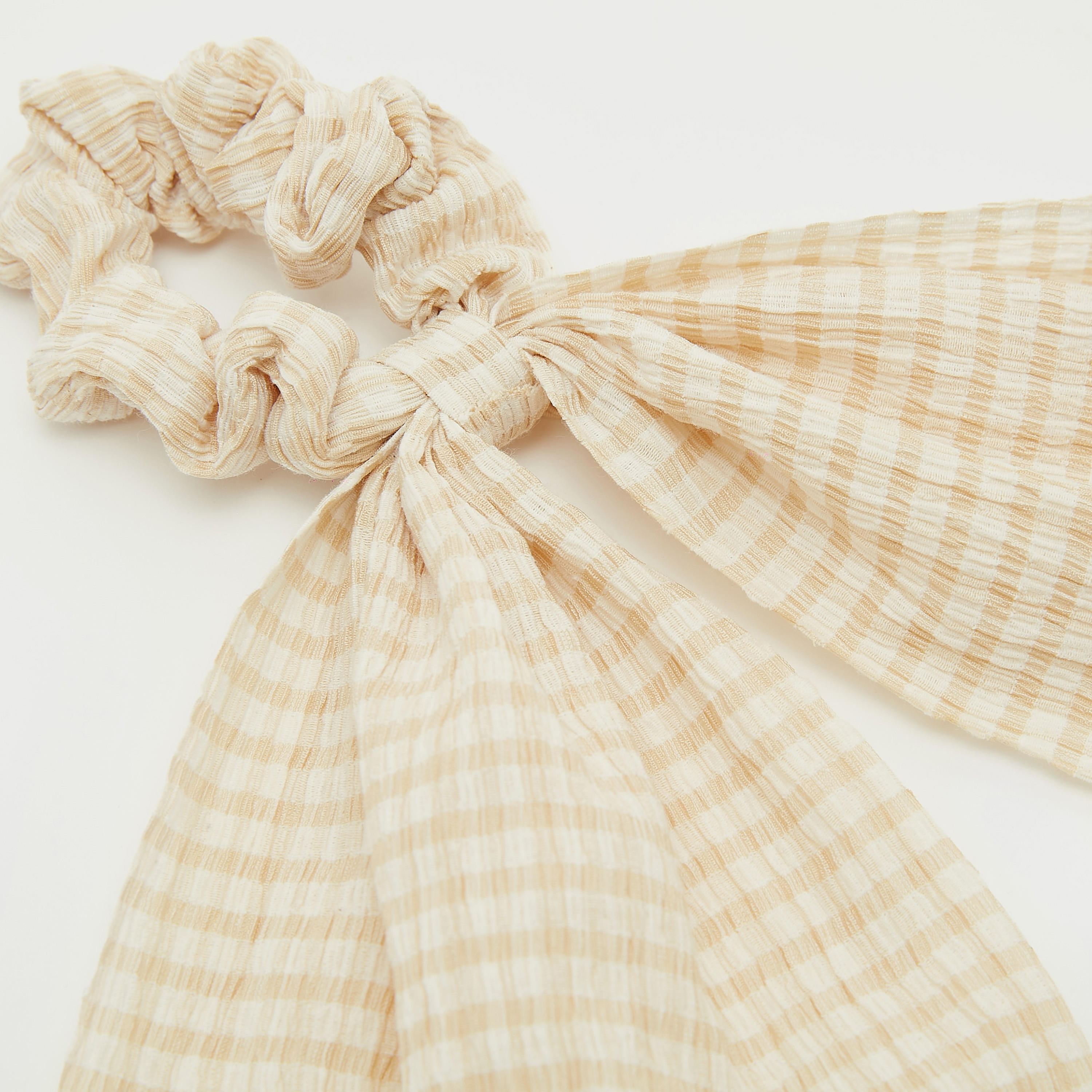 Checked Hair Scrunchie with Tie-Up-women-hairaccessories-image-2