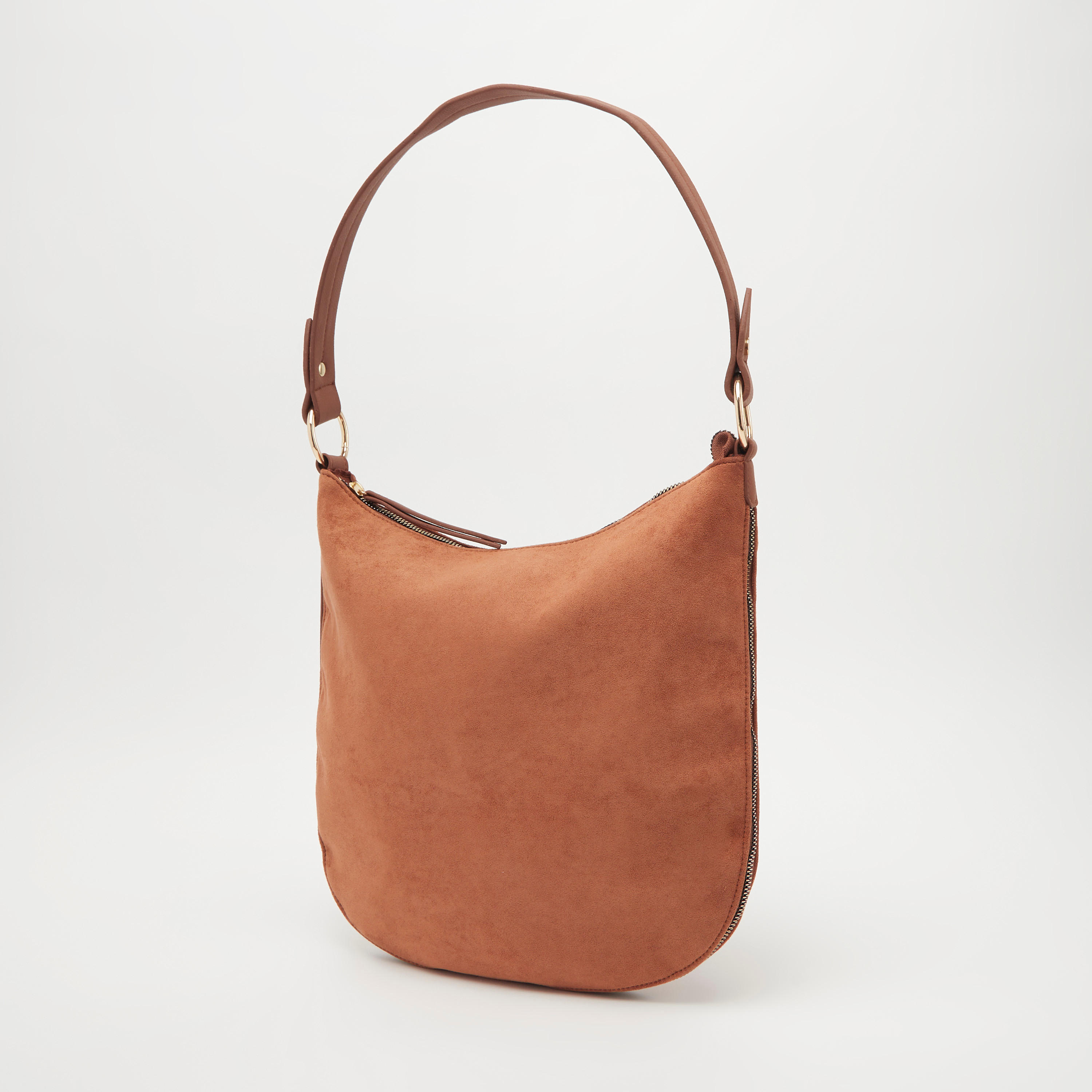 شنطة كتف سادة بسحّاب إغلاق وجيوب-women-bagsandwallets-handbags-image-4