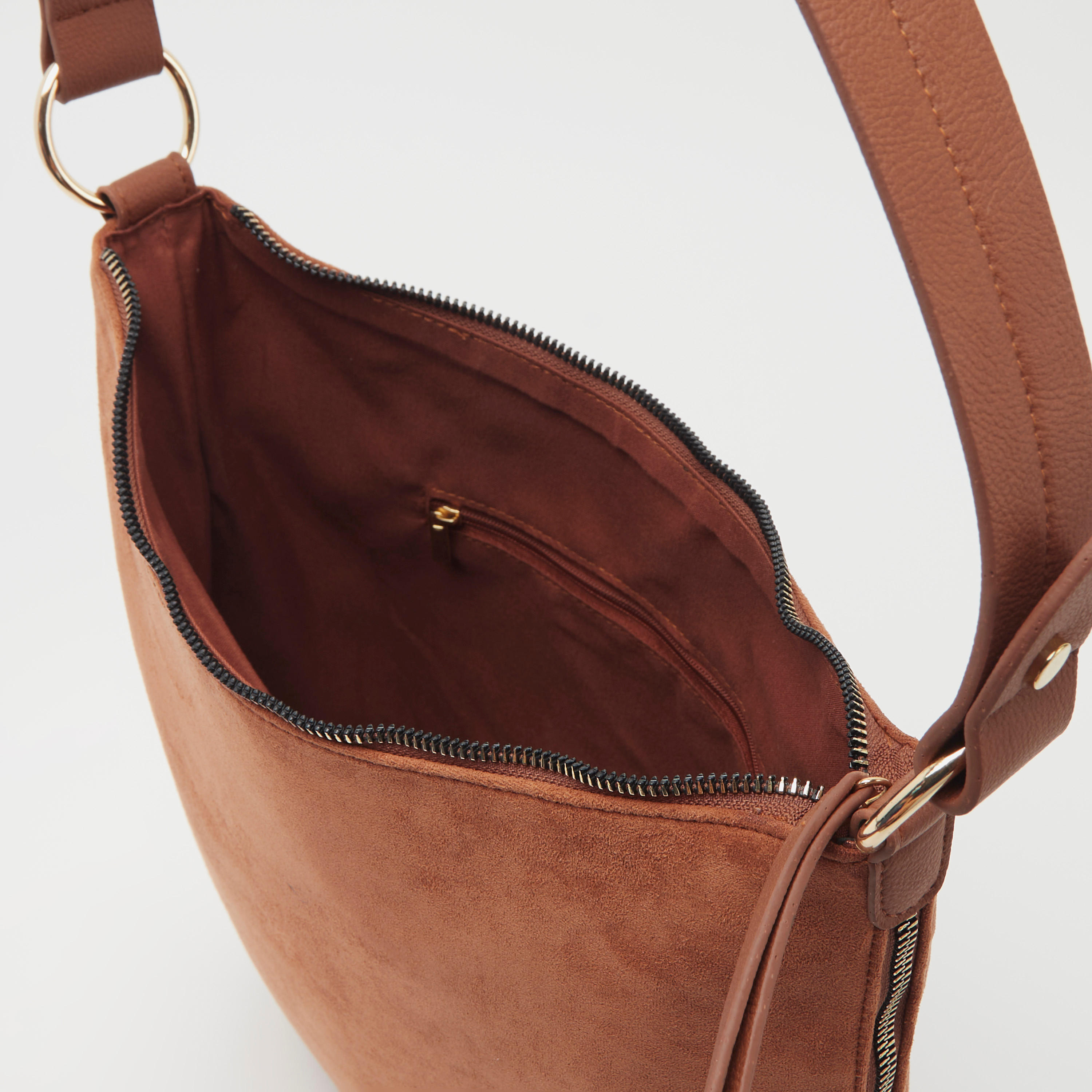 شنطة كتف سادة بسحّاب إغلاق وجيوب-women-bagsandwallets-handbags-image-1