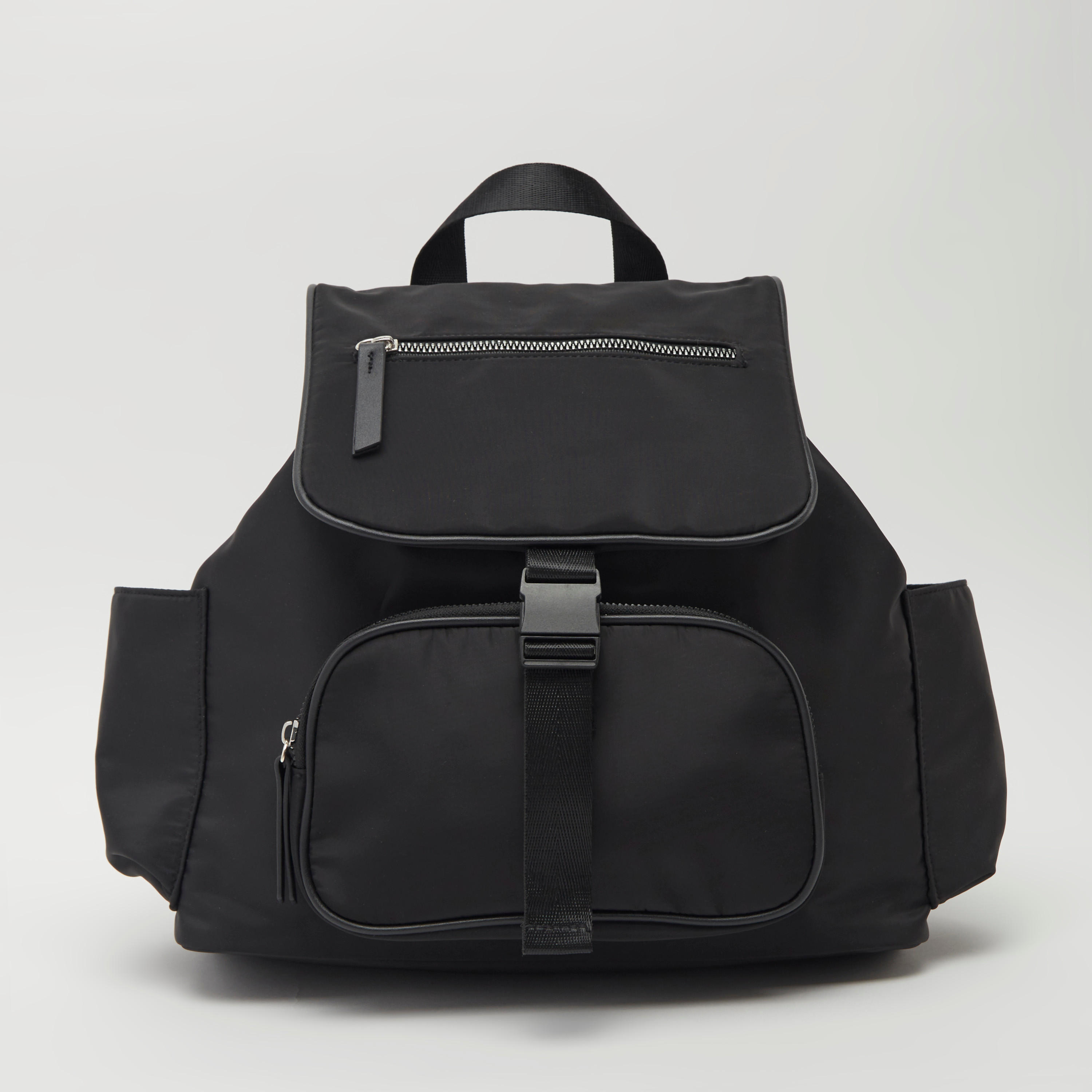 Solid Top Flap Handbag with Shoulder Straps and Drawstring Closure-women-bagsandwallets-handbags-image-1