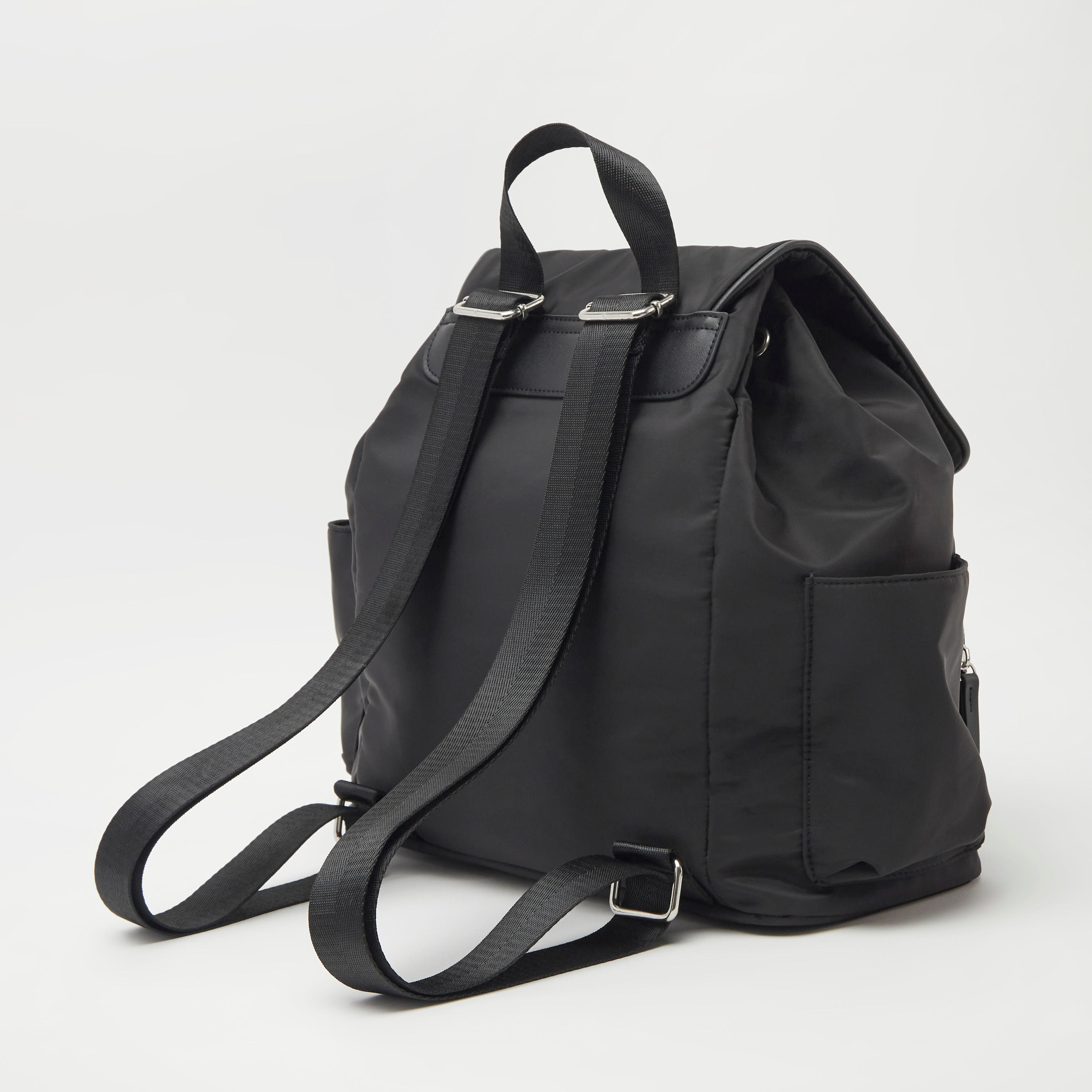 Solid Top Flap Handbag with Shoulder Straps and Drawstring Closure-women-bagsandwallets-handbags-image-3