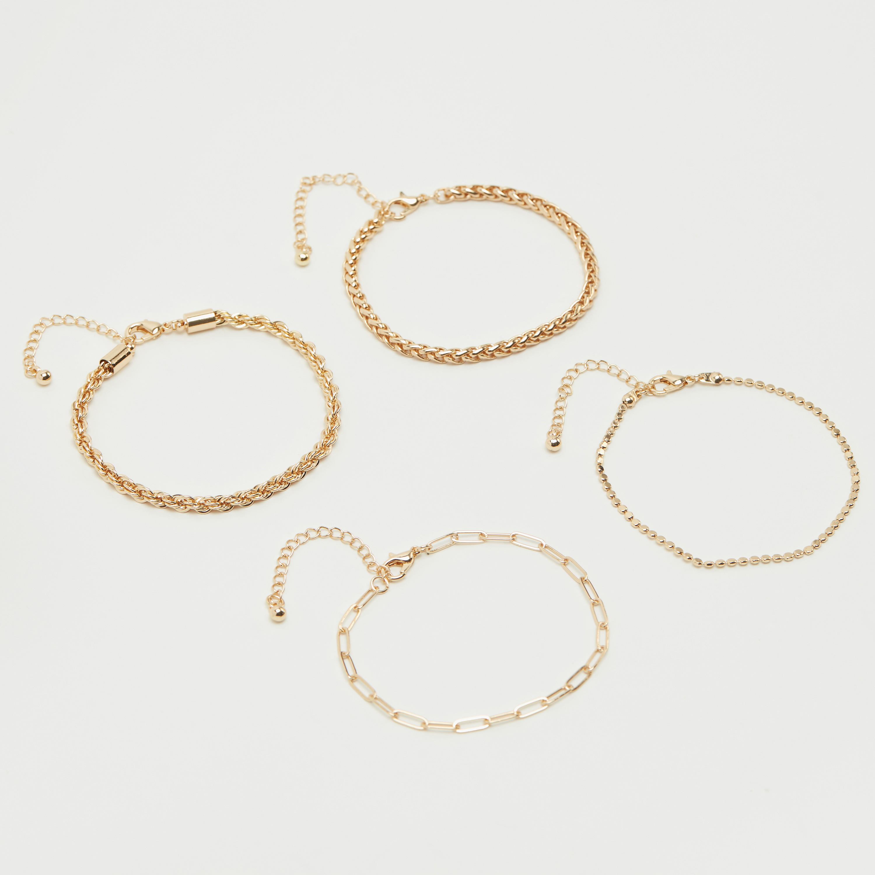 سوار سلسلة بمشبك إغلاق - طقم من 4 قطع-women-watchesandjewellery-jewellery-banglesandbracelets-image-1