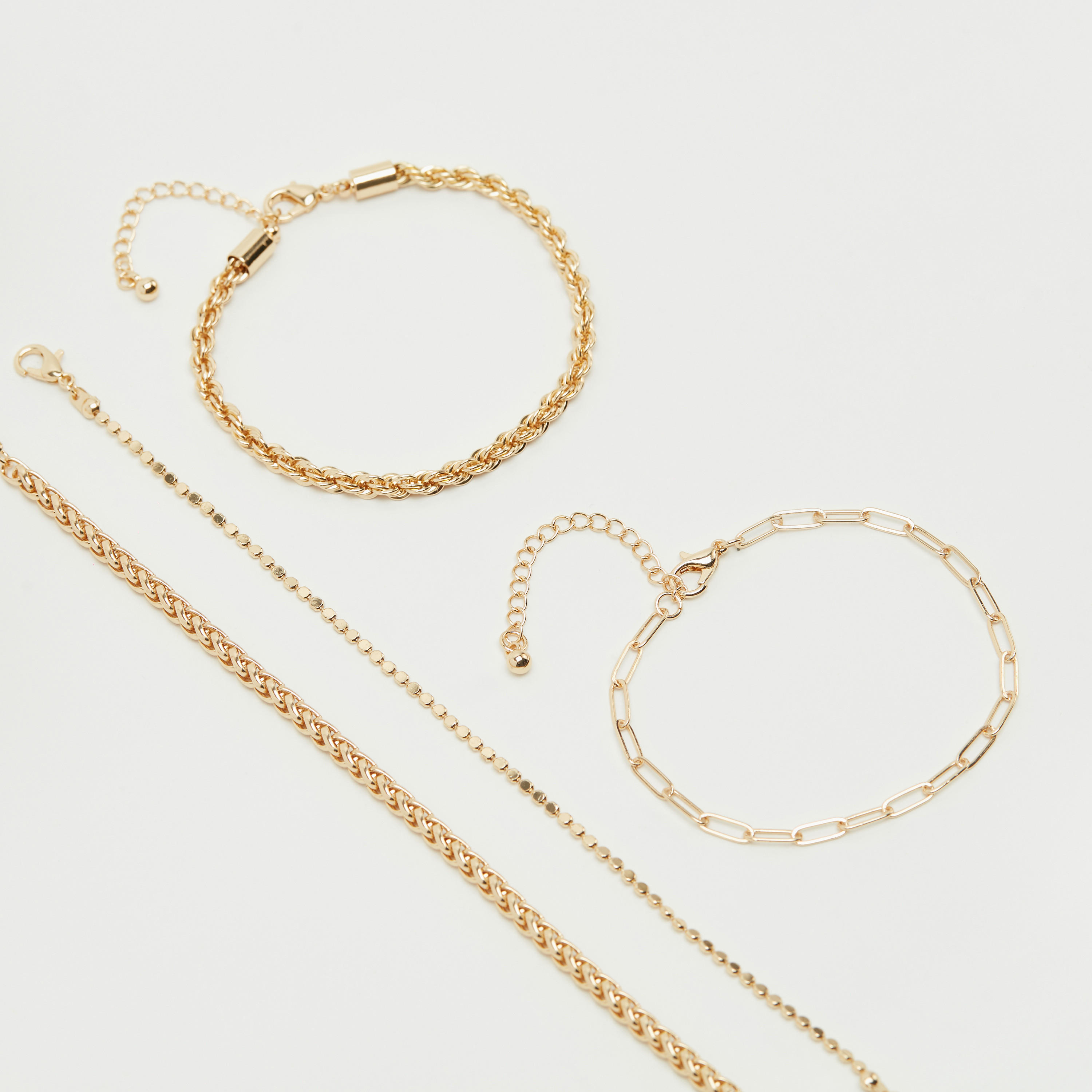 سوار سلسلة بمشبك إغلاق - طقم من 4 قطع-women-watchesandjewellery-jewellery-banglesandbracelets-image-2