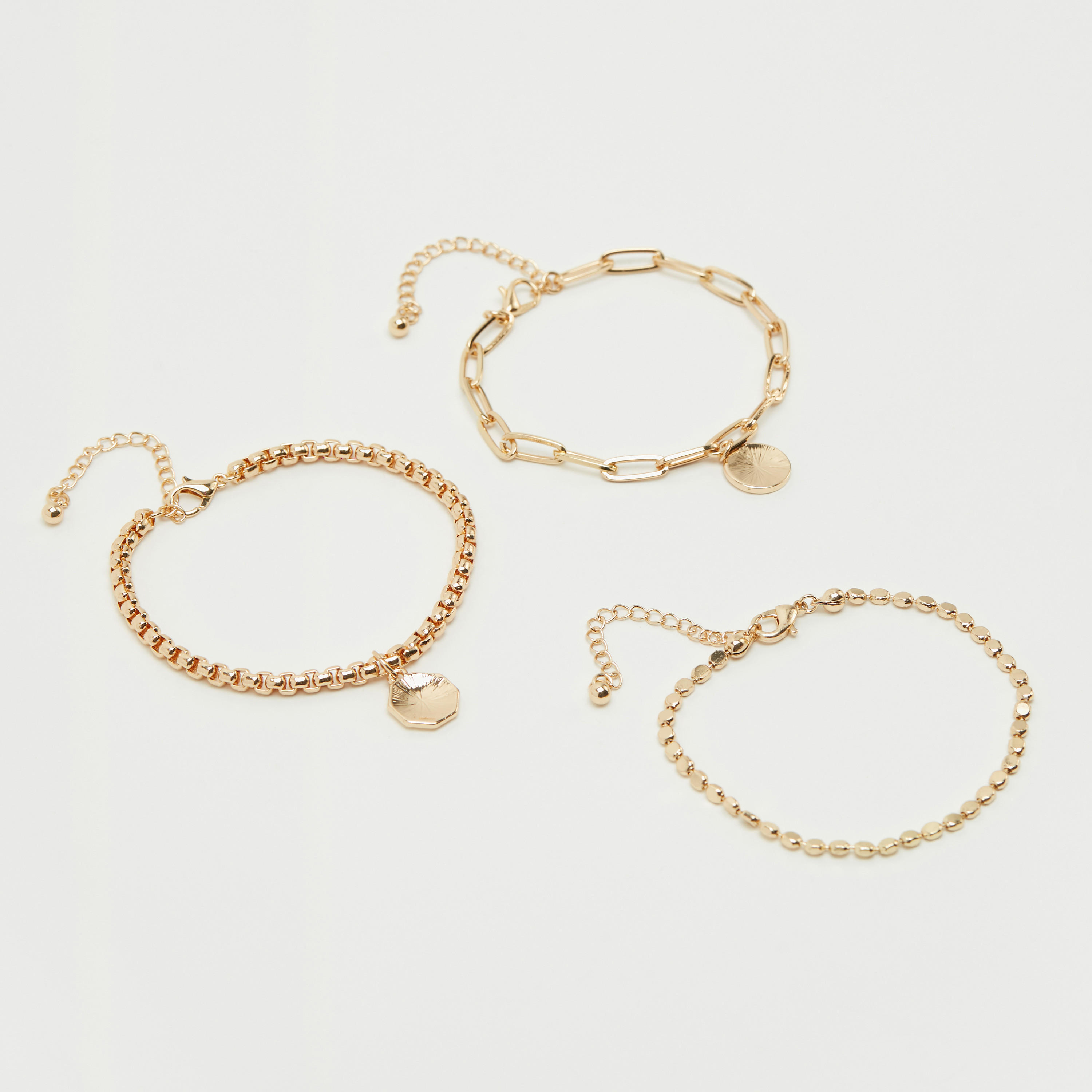 إسوارة سلسلة بمشبك إغلاق - طقم من 3 قطع-women-watchesandjewellery-jewellery-banglesandbracelets-image-1
