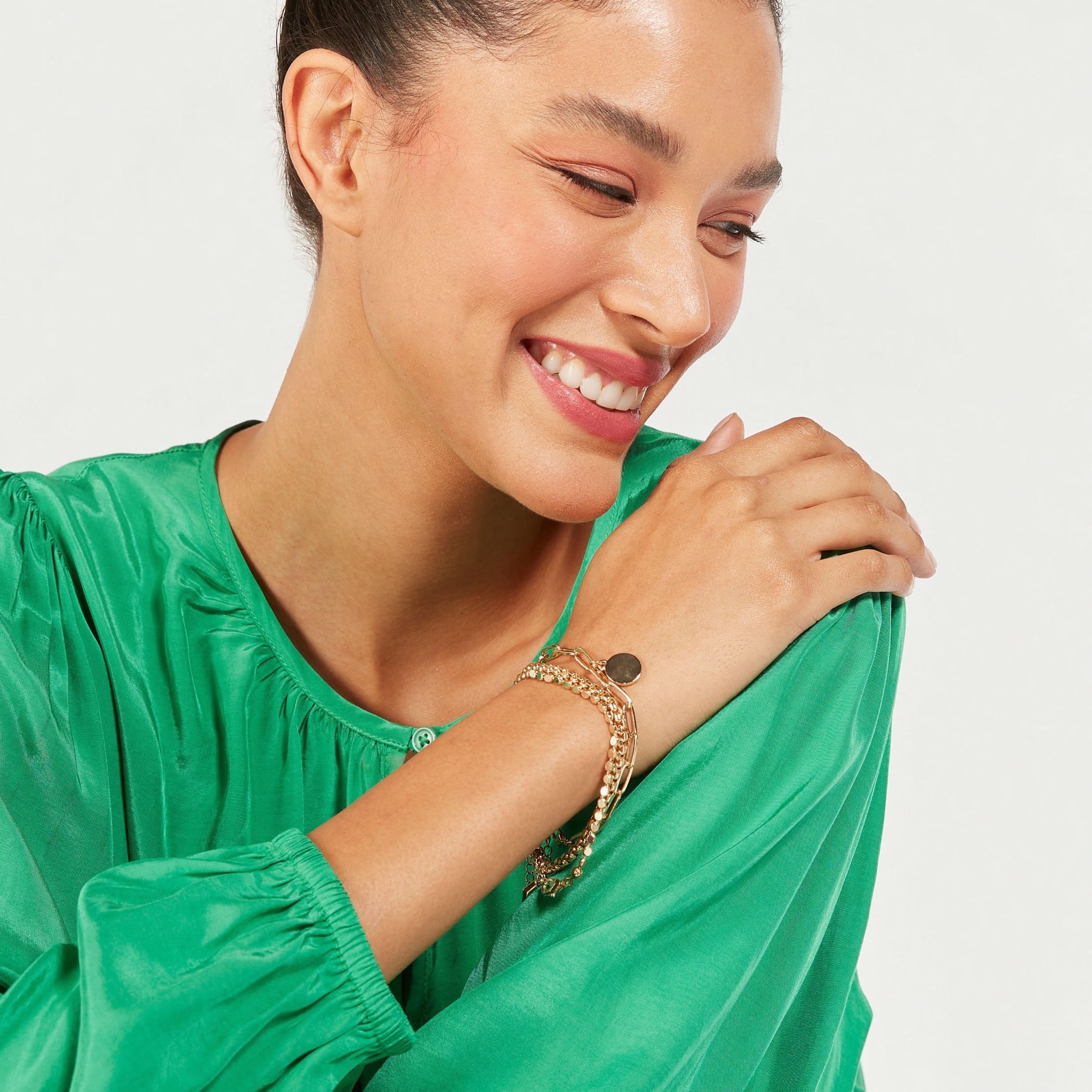 إسوارة سلسلة بمشبك إغلاق - طقم من 3 قطع-women-watchesandjewellery-jewellery-banglesandbracelets-image-2