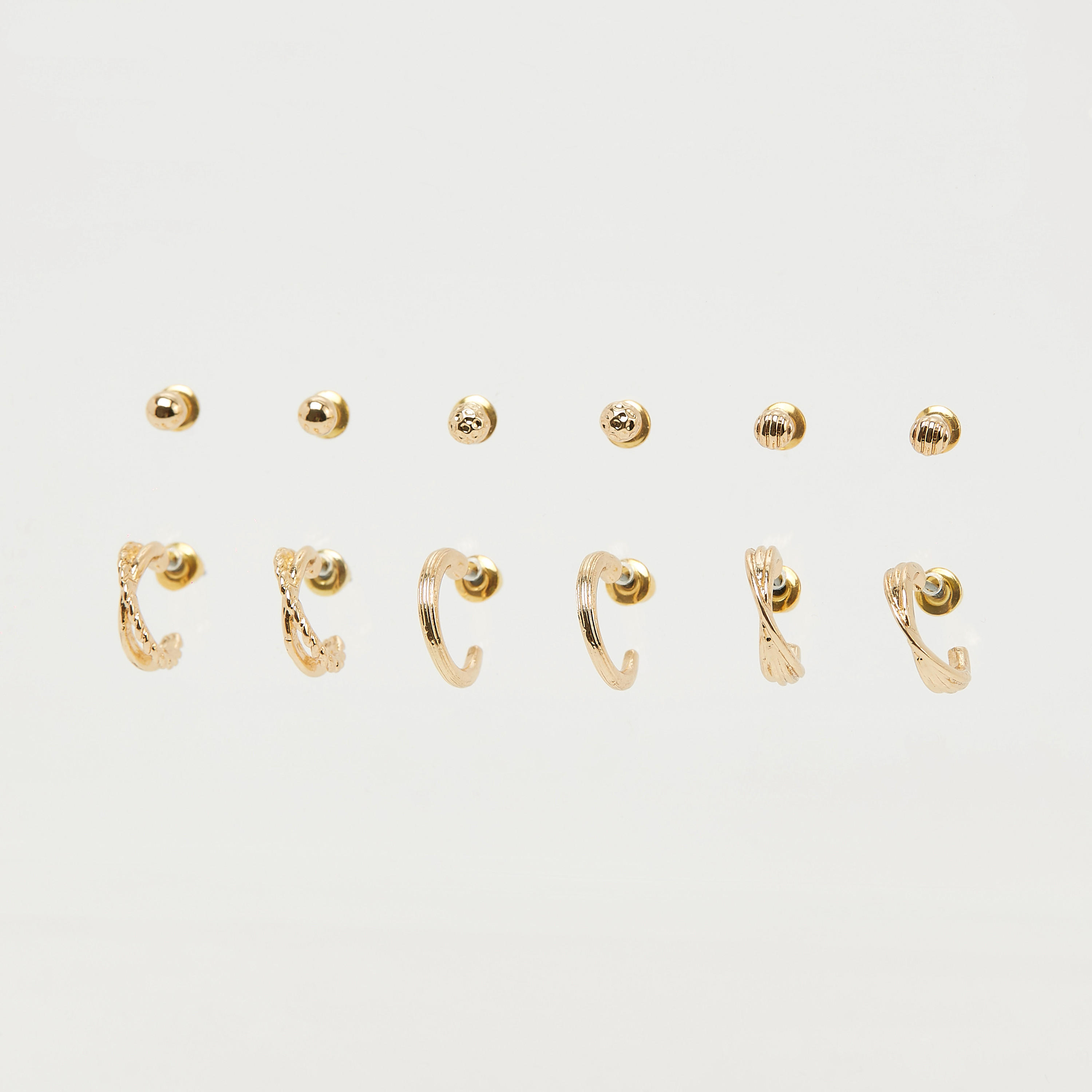 أقراط مرصّعة بمكبس إغلاق خلفي - طقم من 6 أزواج-women-watchesandjewellery-jewellery-earrings-image-1