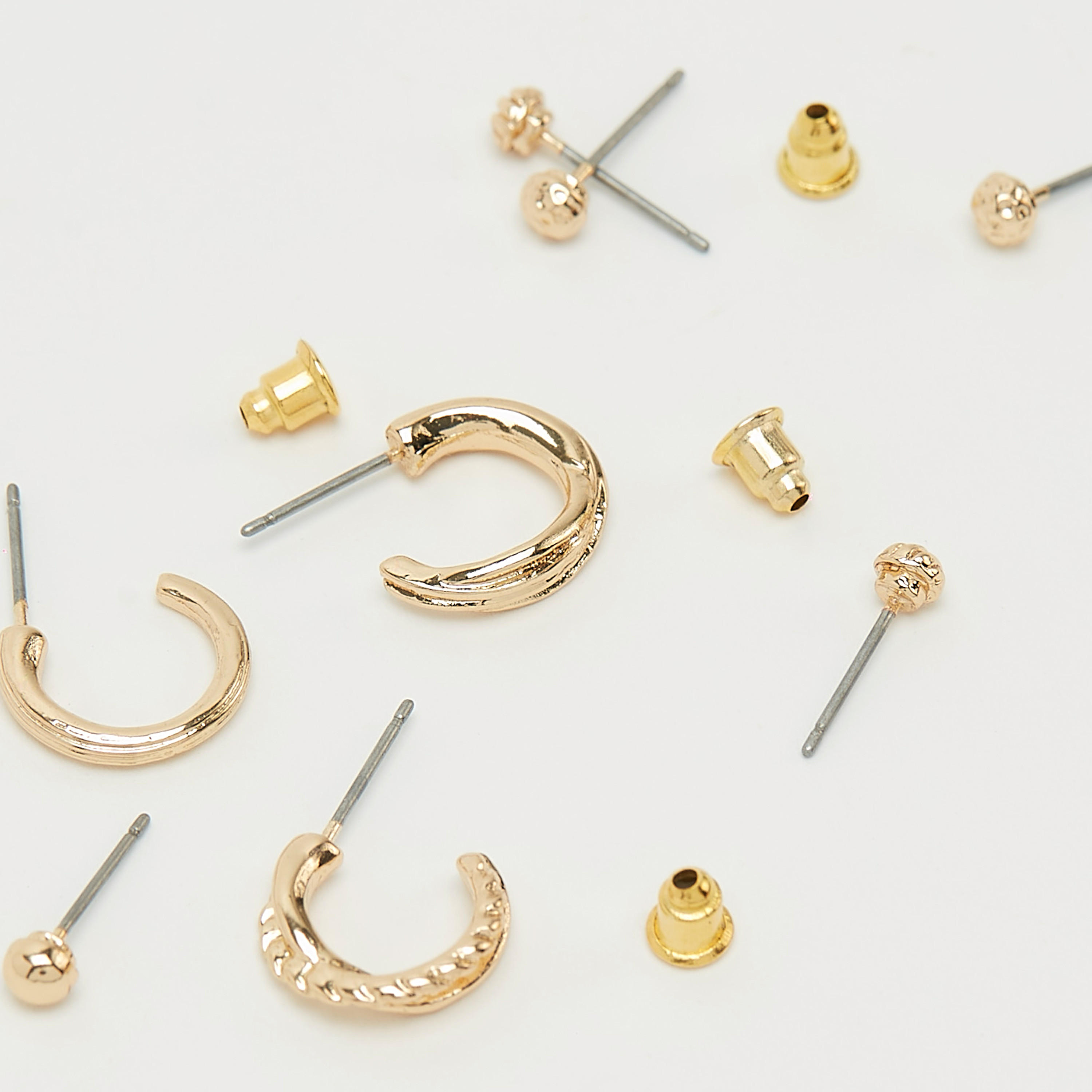 أقراط مرصّعة بمكبس إغلاق خلفي - طقم من 6 أزواج-women-watchesandjewellery-jewellery-earrings-image-4