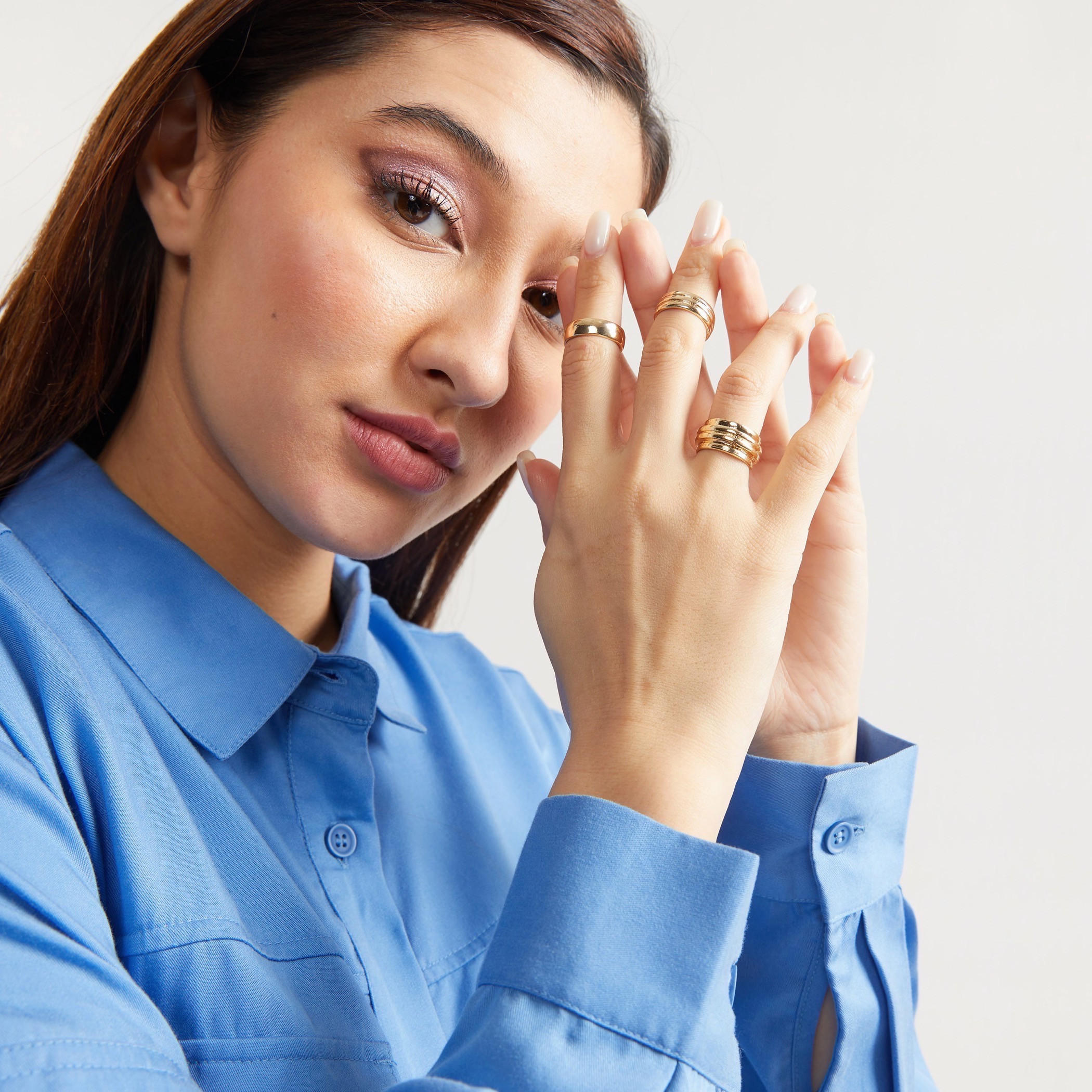 Set of 3 - Metallic Finger Ring-women-watchesandjewellery-jewellery-rings-image-2