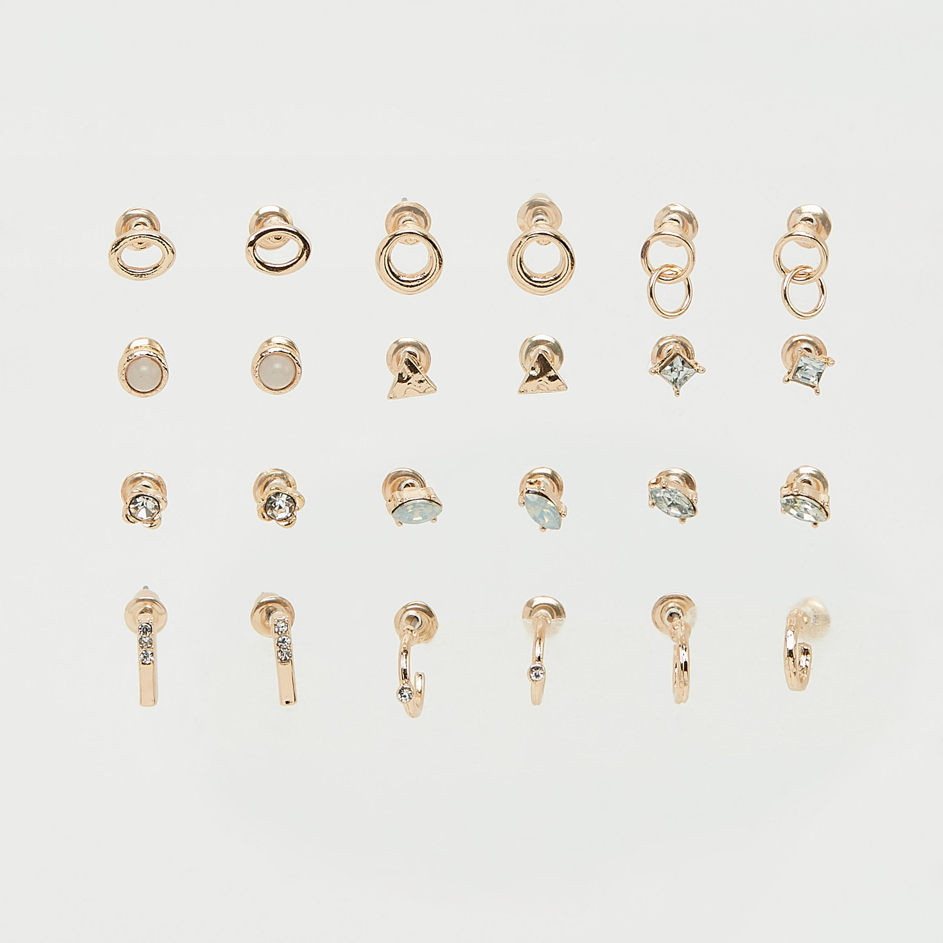 حلقان مرصّعة بمكبس إغلاق - طقم من 12 قطعة متنوّعة-women-watchesandjewellery-jewellery-earrings-image-4