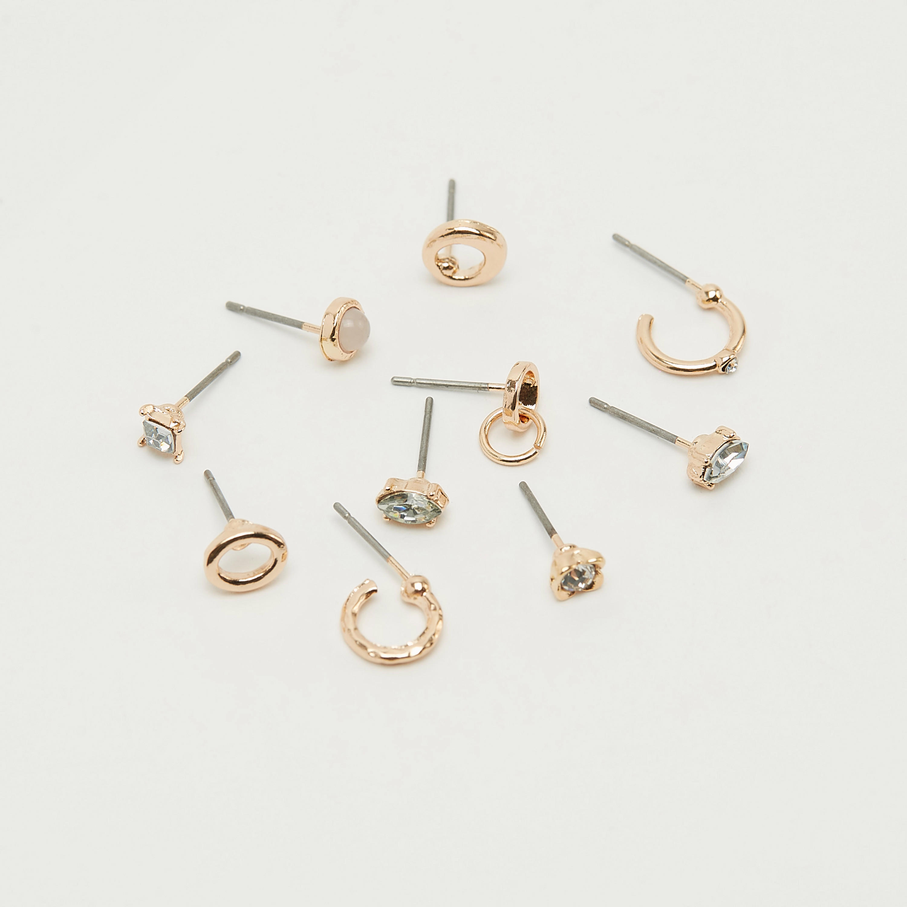 حلقان مرصّعة بمكبس إغلاق - طقم من 12 قطعة متنوّعة-women-watchesandjewellery-jewellery-earrings-image-1