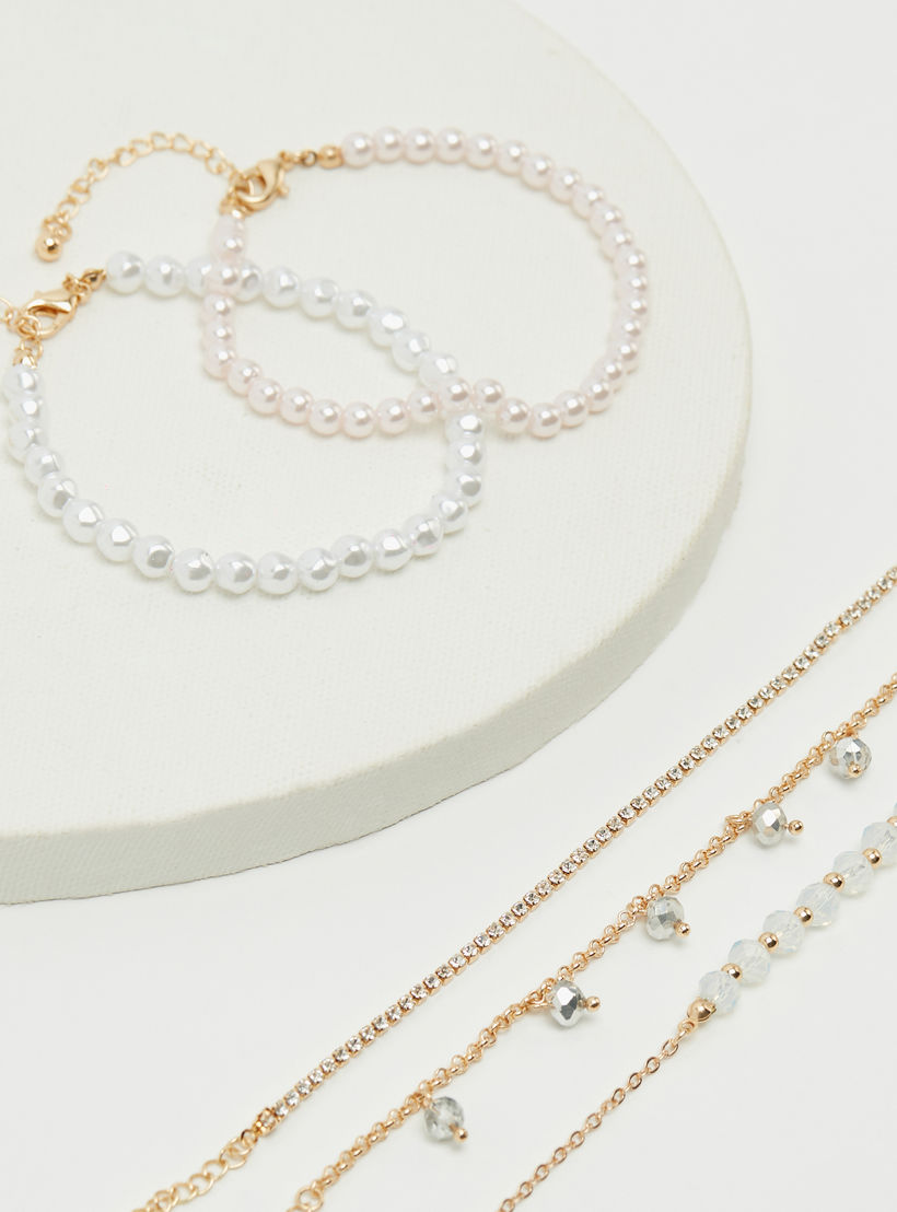 أساور مزيّنة بمشبك إغلاق - طقم من 5-women-watchesandjewellery-jewellery-banglesandbracelets-image-4
