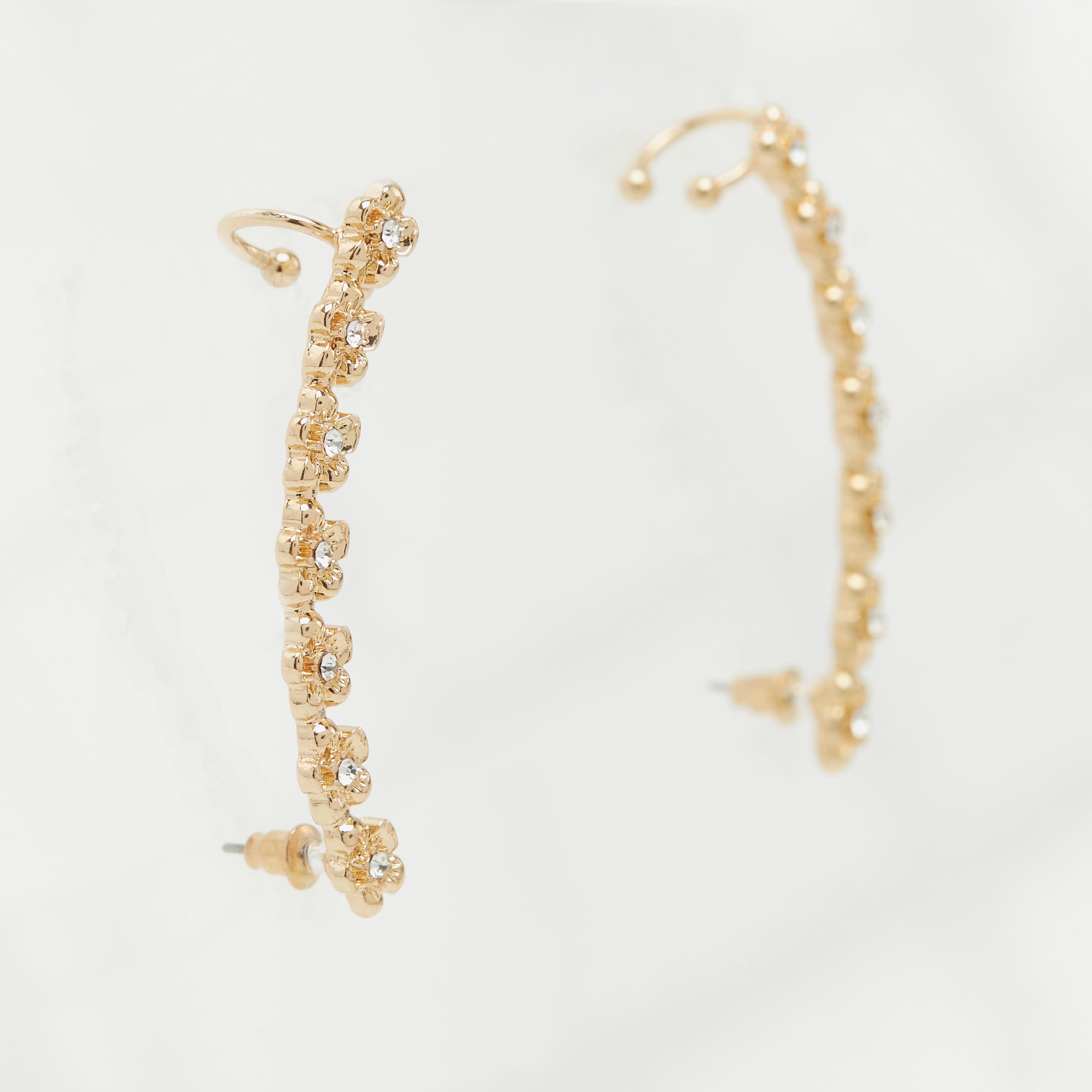Floral Embellished Cuff Earrings-women-watchesandjewellery-jewellery-earrings-image-1