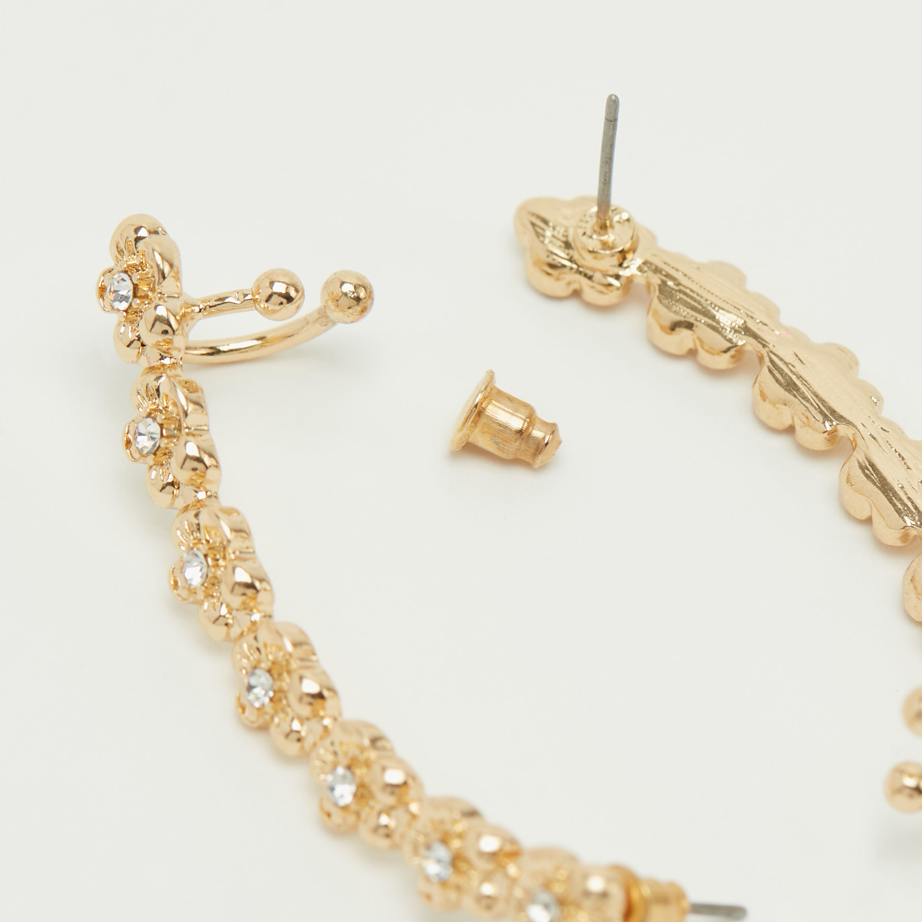 Floral Embellished Cuff Earrings-women-watchesandjewellery-jewellery-earrings-image-5