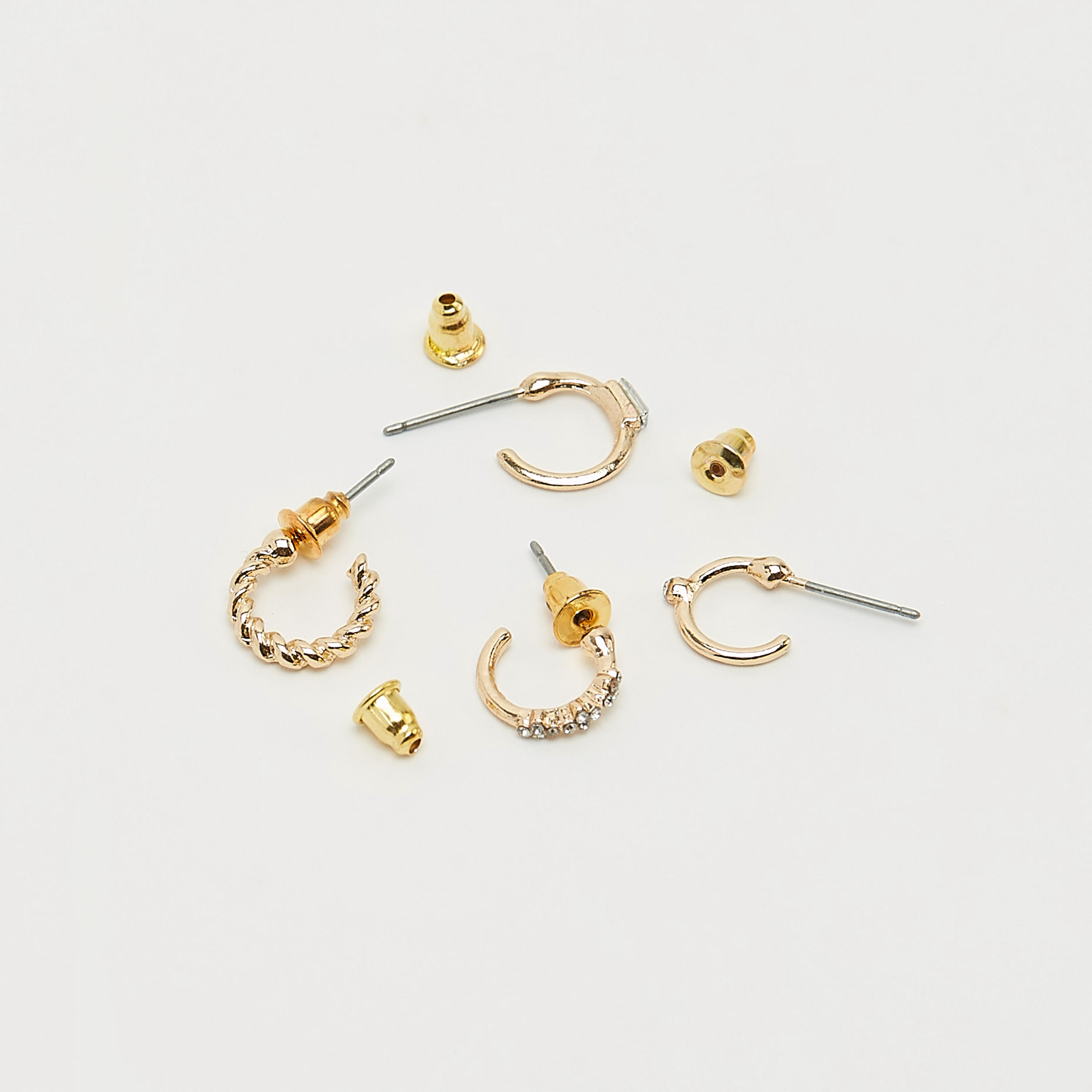 حلق مرصّع بتزيينات ومكبس إغلاق خلفي - طقم من 4 زوجا-women-watchesandjewellery-jewellery-earrings-image-3