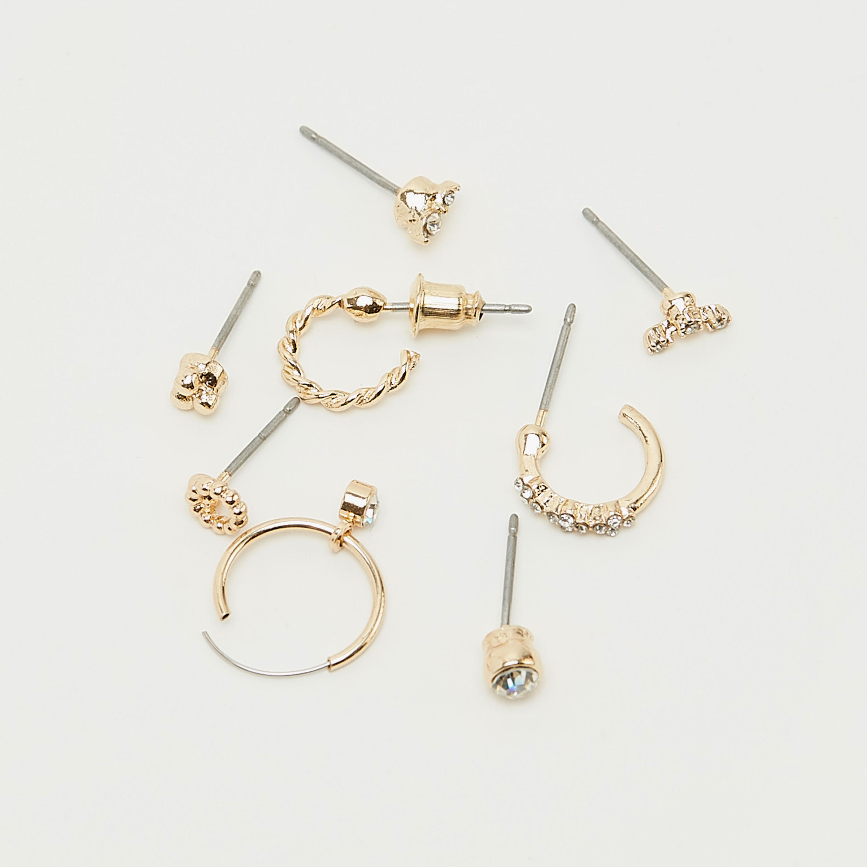حلقان بتزيينات متنوّعة ومكبس إغلاق خلفي - طقم من 9-women-watchesandjewellery-jewellery-earrings-image-3