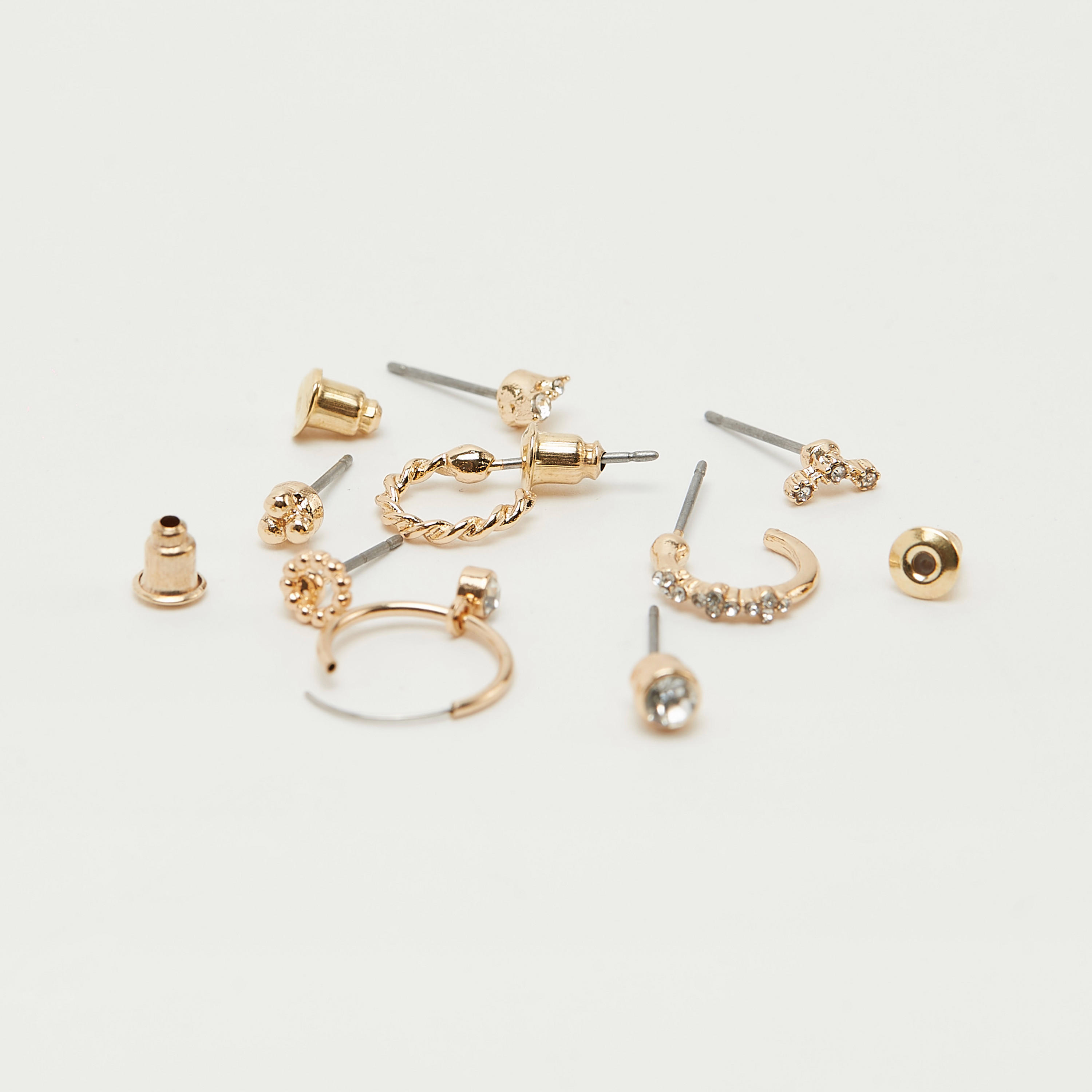 حلقان بتزيينات متنوّعة ومكبس إغلاق خلفي - طقم من 9-women-watchesandjewellery-jewellery-earrings-image-4